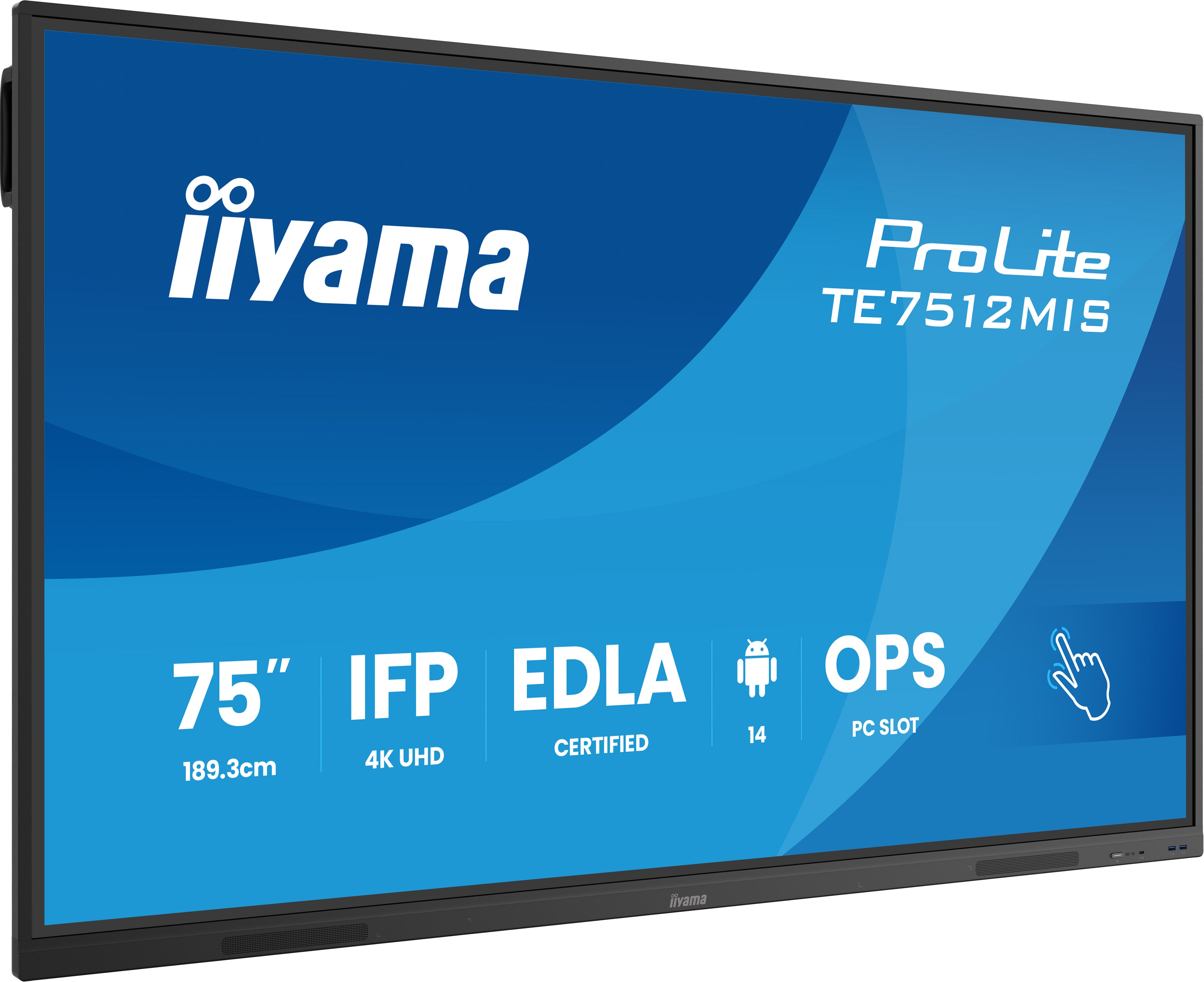 iiyama ProLite TE7512MIS-B4AG - Classe de diagonale 75" (74.52" visualisable) écran LCD rétro-éclairé par LED - signalétique numérique interactive - avec écran tactile (multi-touch) / capacité PC en option (slot-in) - 4K UHD (2160p) 3840 x 2160 - Direct L