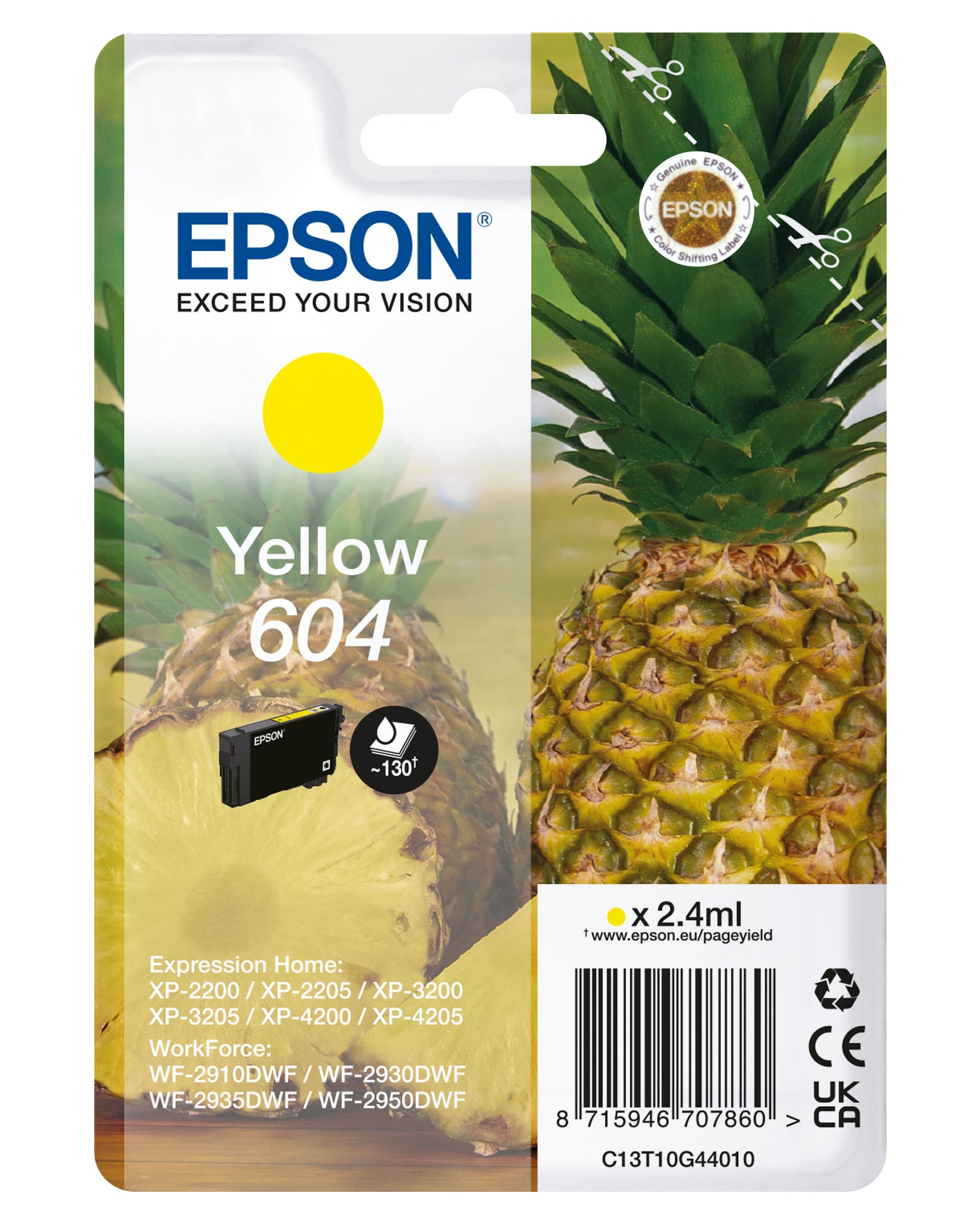 Cartouche d'encre originale Epson XP-2200 WF-2910DWF Jaune Noir (10 Unités)