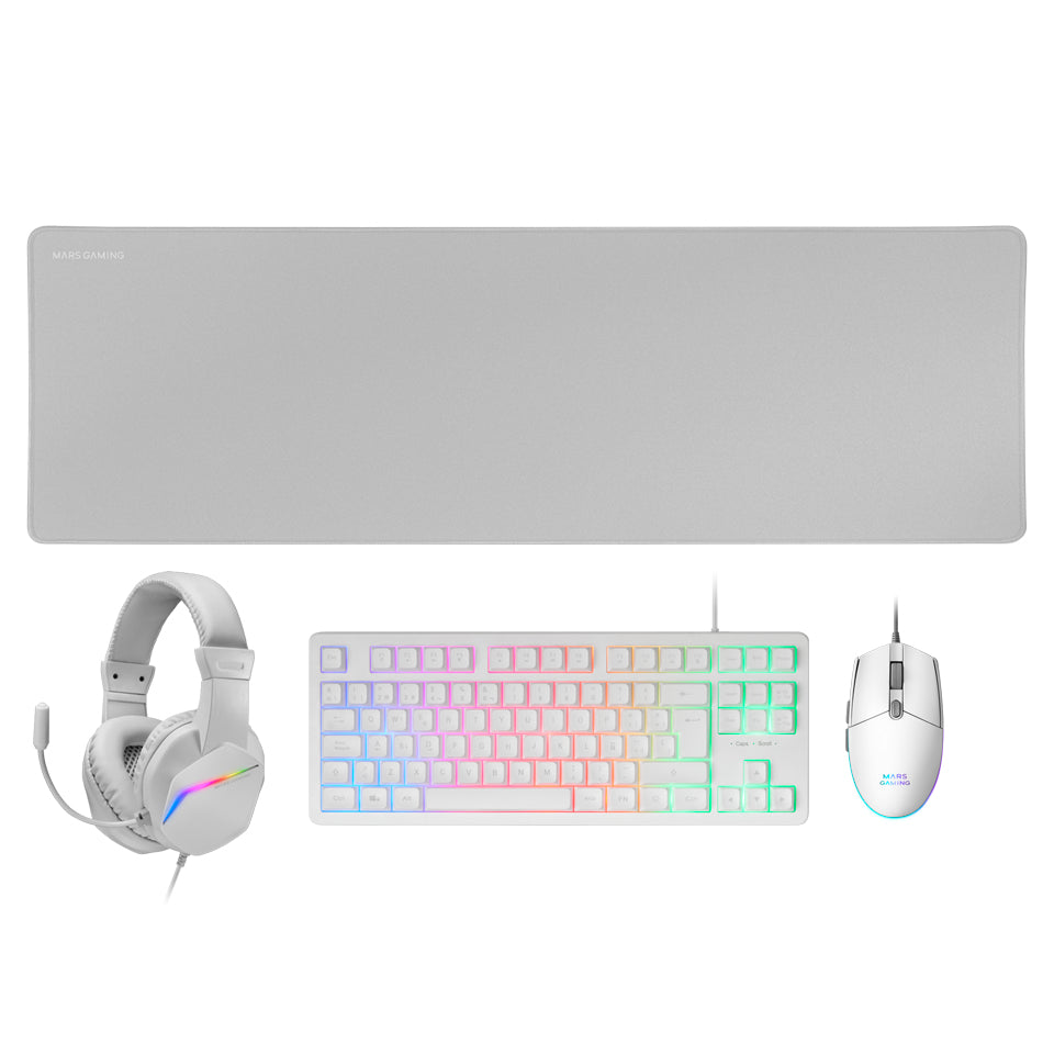 clavier et souris Mars Gaming MCPRGB3WES Blanc