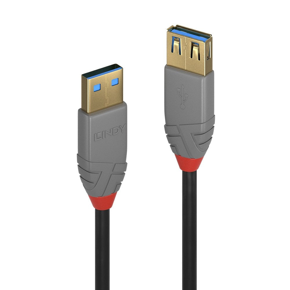Rallonge USB 3.0 Lindy 1m M/F (Gris)