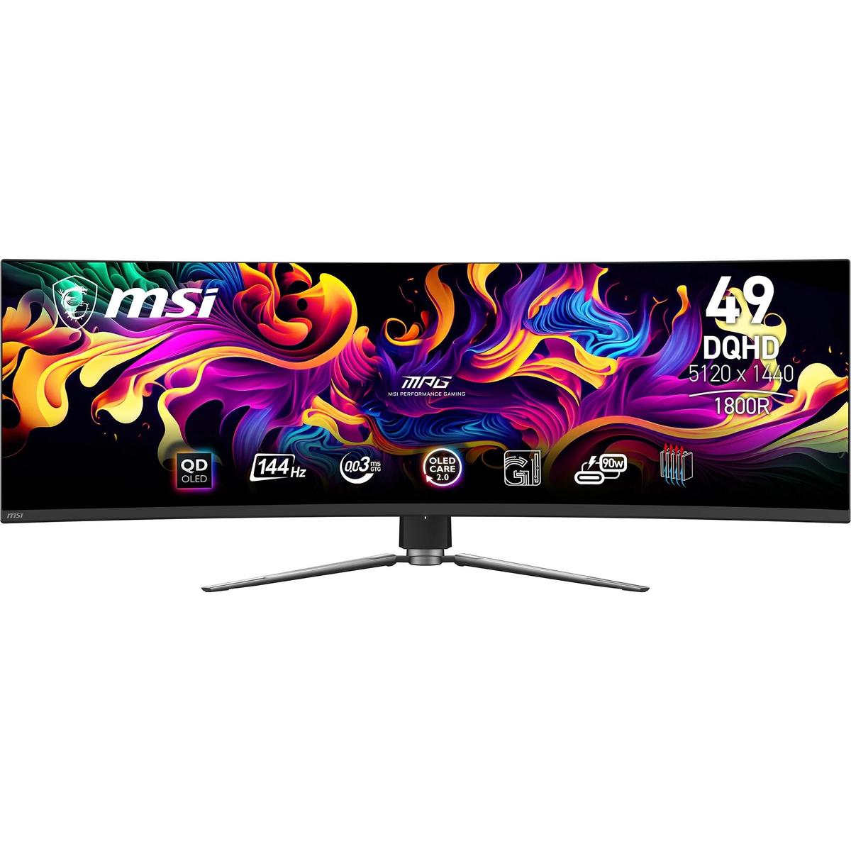 Monitor|MSI|MPG 491CQP QD-OLED|49"|Gaming/Curved|Panel QD-OLED|5120x1440|32:9|144Hz|Matte|0.03 ms|Swivel|Height adjustable|Tilt|Colour Black|MPG491CQPQD-OLED