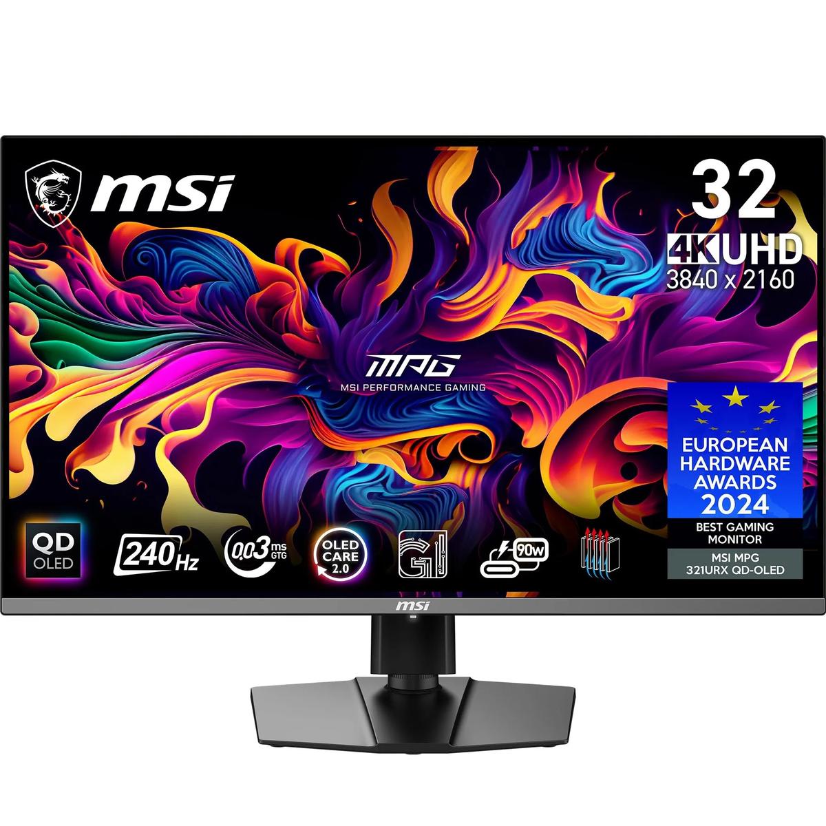 Monitor|MSI|31.5"|Gaming/4K|Panel QD-OLED|3840x2160|16:9|Matte|0.03 ms|Swivel|Pivot|Height adjustable|Tilt|Colour Black|MPG321URXQD-OLED