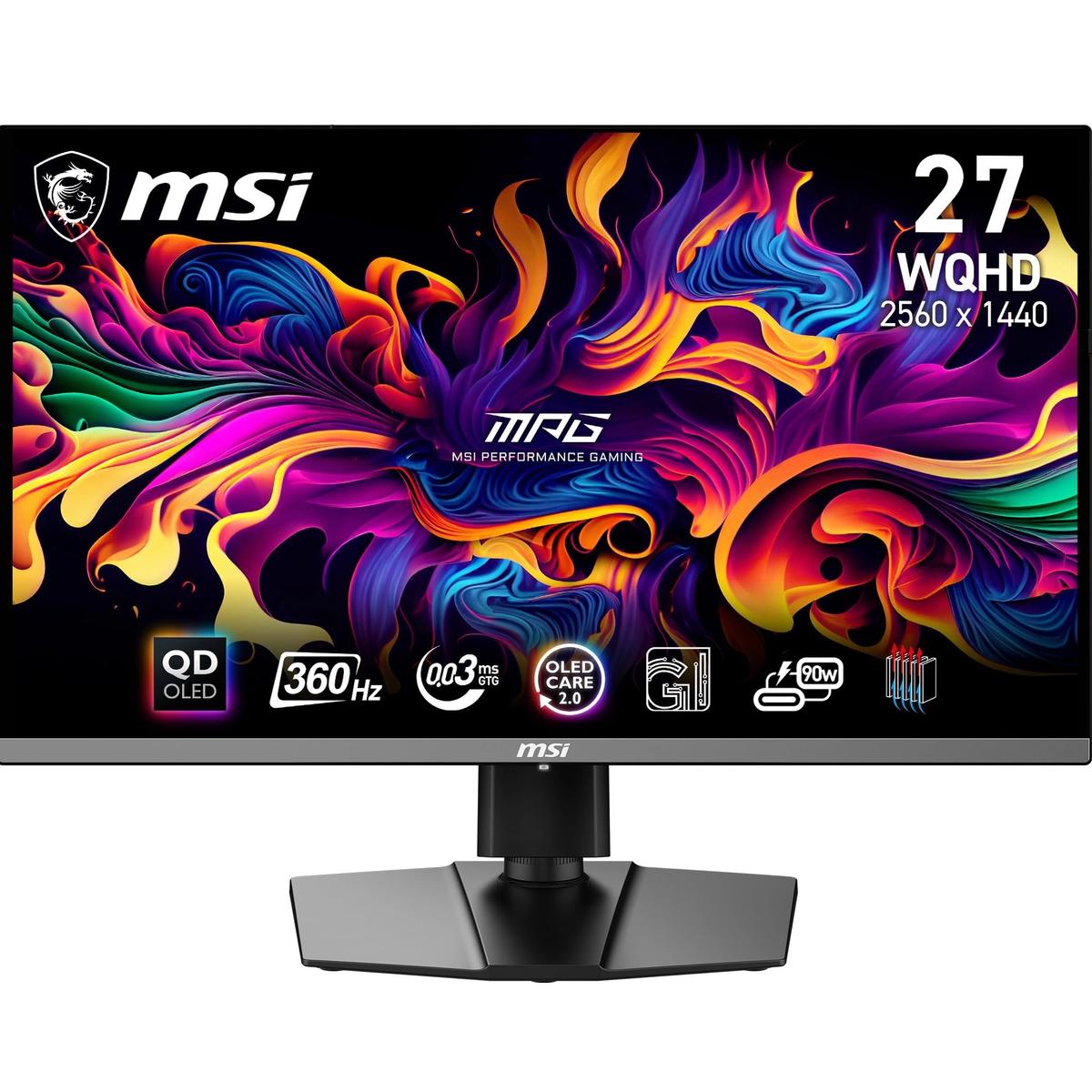 MSI MPG 271QRX QD-OLED Gaming Monitor 26.5 Inch WQHD 360Hz 0.03ms Response Time HDR True Black 400 USB C