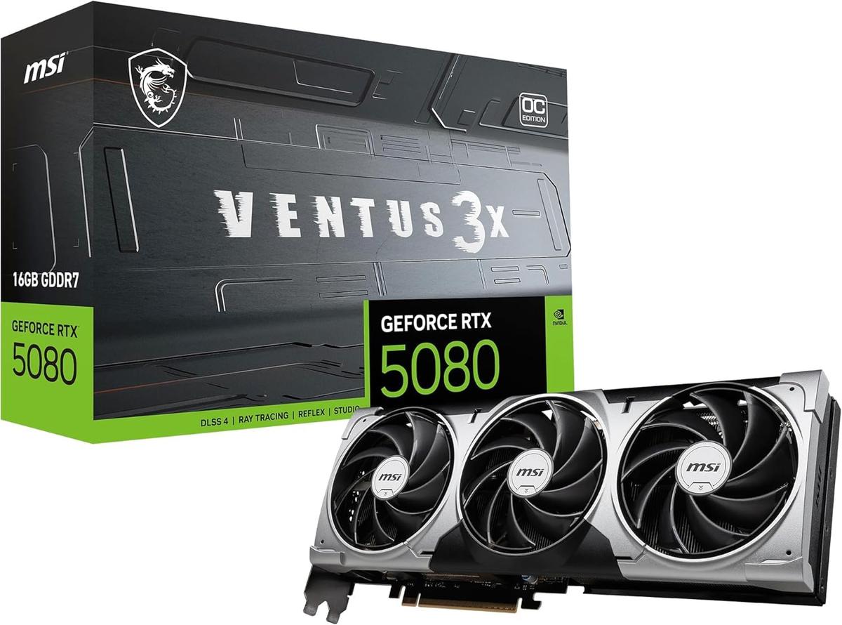 MSI GeForce RTX 5080 16G Ventus 3X OC Graphics Card 16GB GDDR7 Triple Display Ports