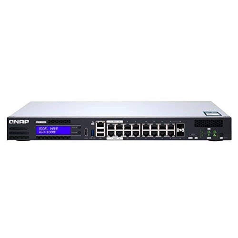 QNAP QGD-1600P-4G Switch Managed 16 Port 1Gbps PoE Switch, 2 SFP+