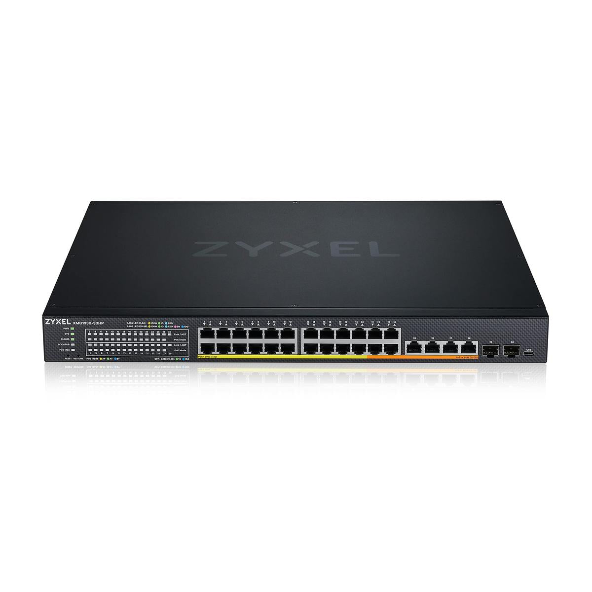 ZYXEL XMG1930-30HP, 24-PORT 2.5GBE SMART MANAGED LAYER 2 POE 700W 22XPOE+/8XPOE++ SWITCH WITH 4 10GBE AND 2 SFP+ UPLINK