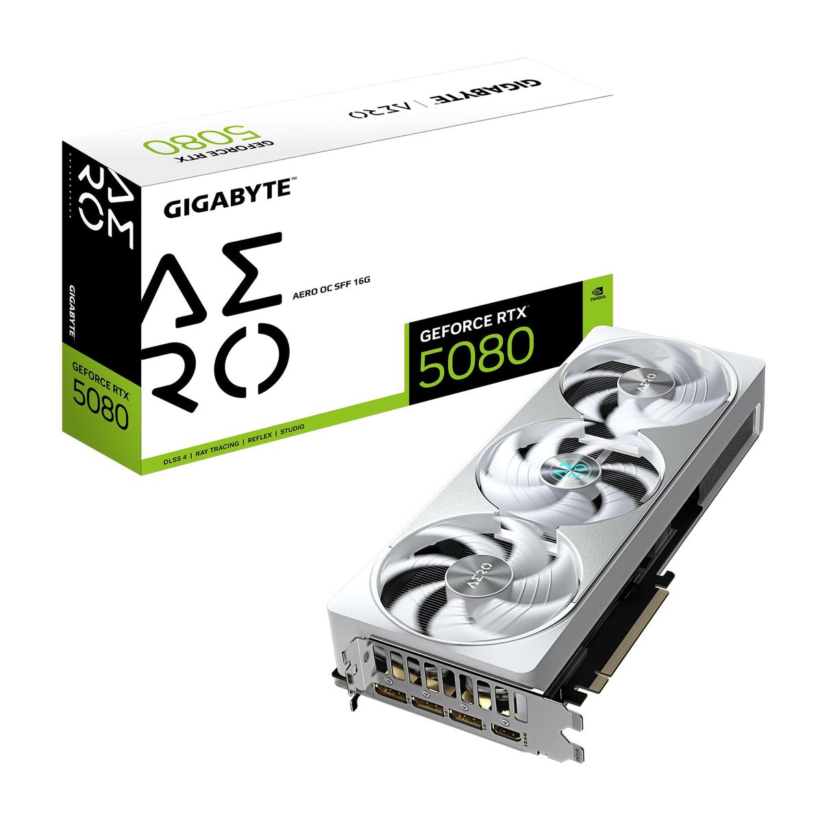 Gigabyte GeForce RTX 5080 AERO OC SFF 16G | NVIDIA | 16 GB | GeForce RTX 5080 | GDDR7 | HDMI ports quantity 1 | PCI-E 5.0 | Memory clock speed 2730 MHz