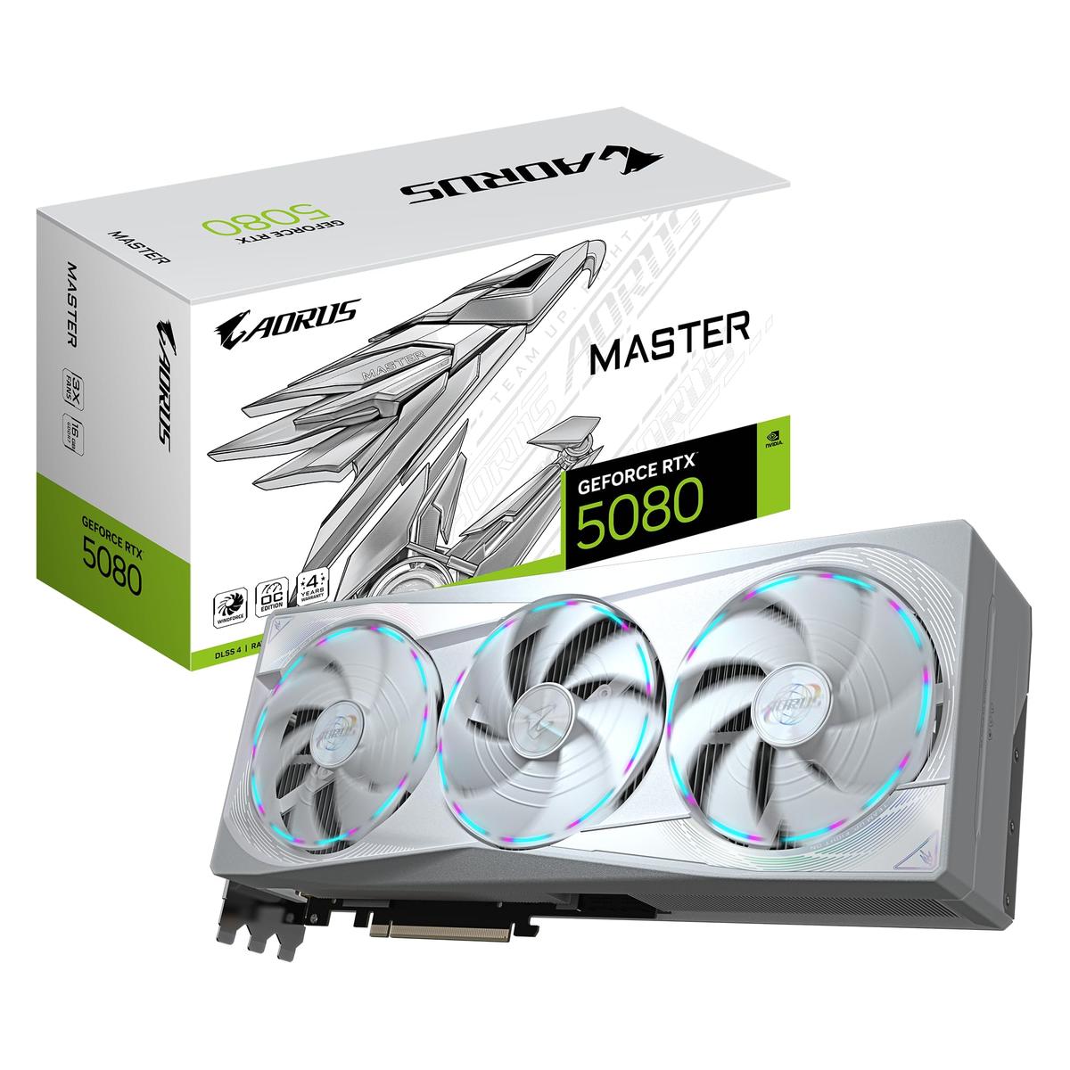 Gigabyte AORUS GeForce RTX 5080 MASTER ICE 16G | NVIDIA | 16 GB | GeForce RTX 5080 | GDDR7 | HDMI ports quantity 1 | PCI-E 5.0 | Memory clock speed 2805 MHz