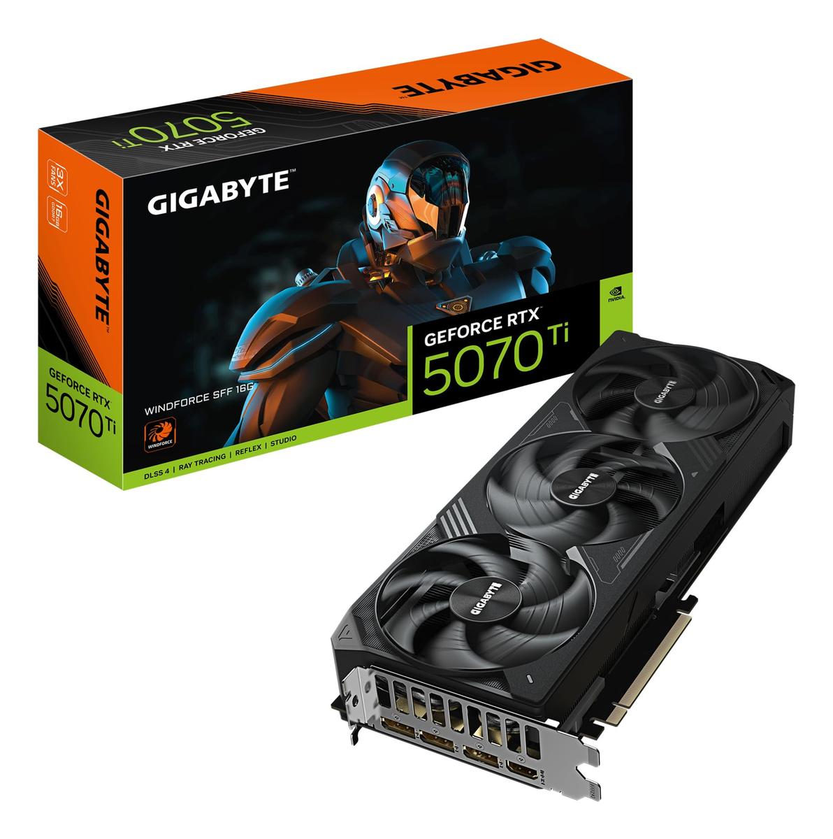 Gigabyte GeForce RTX 5070 Ti WINDFORCE SFF 16G | NVIDIA | 16 GB | GeForce RTX 5070 Ti | GDDR7 | HDMI ports quantity 1 | PCI-E 5.0 | Memory clock speed 2452 MHz