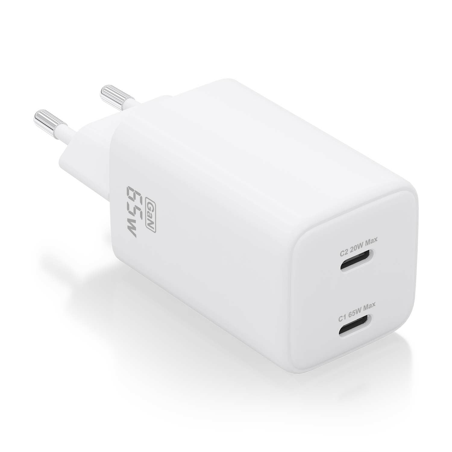 Chargeur mural Aisens ASCH-65W2P039-W Blanc 65 W (1 Unité)