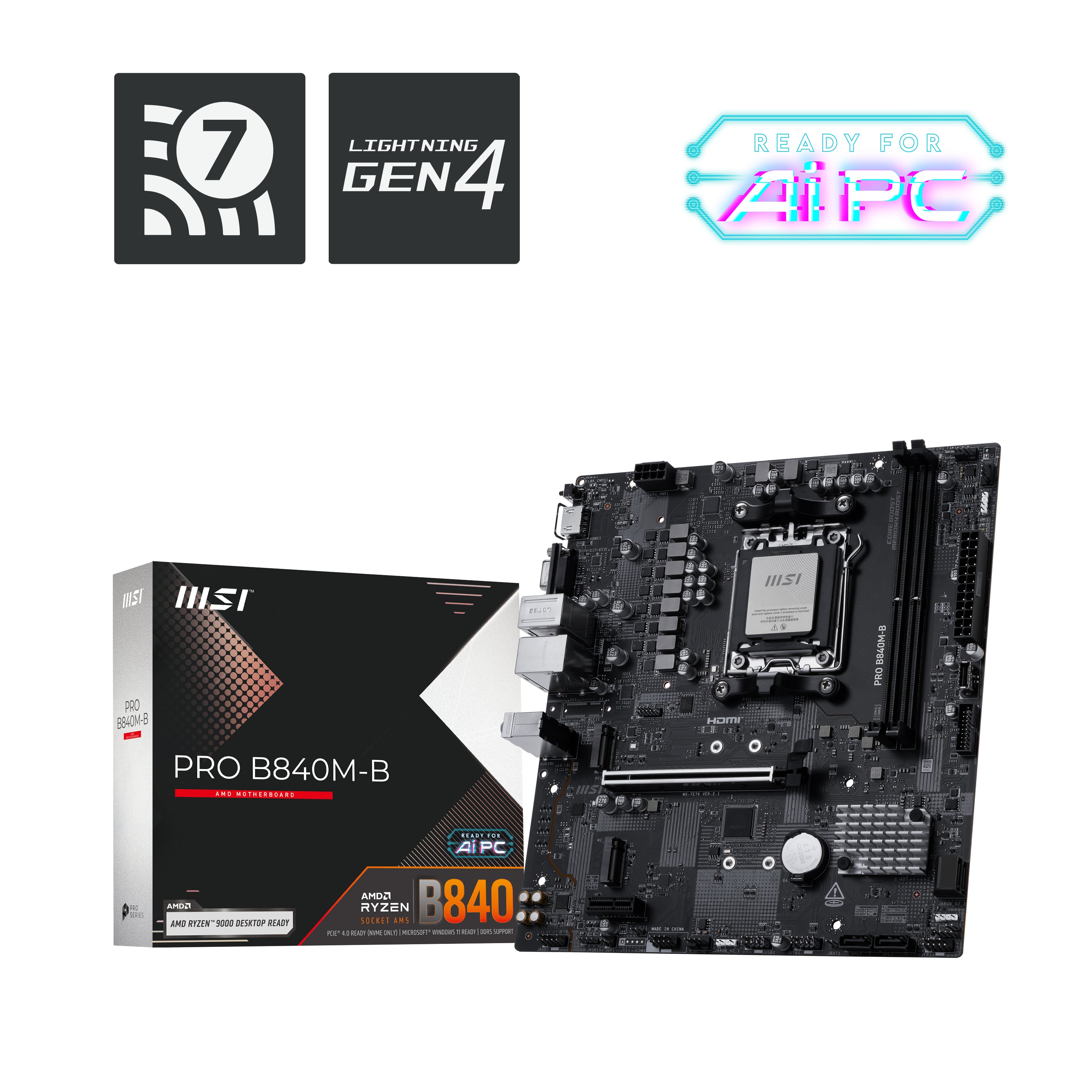 Carte Mère MSI PRO B840M-B AMD AM5 AMD