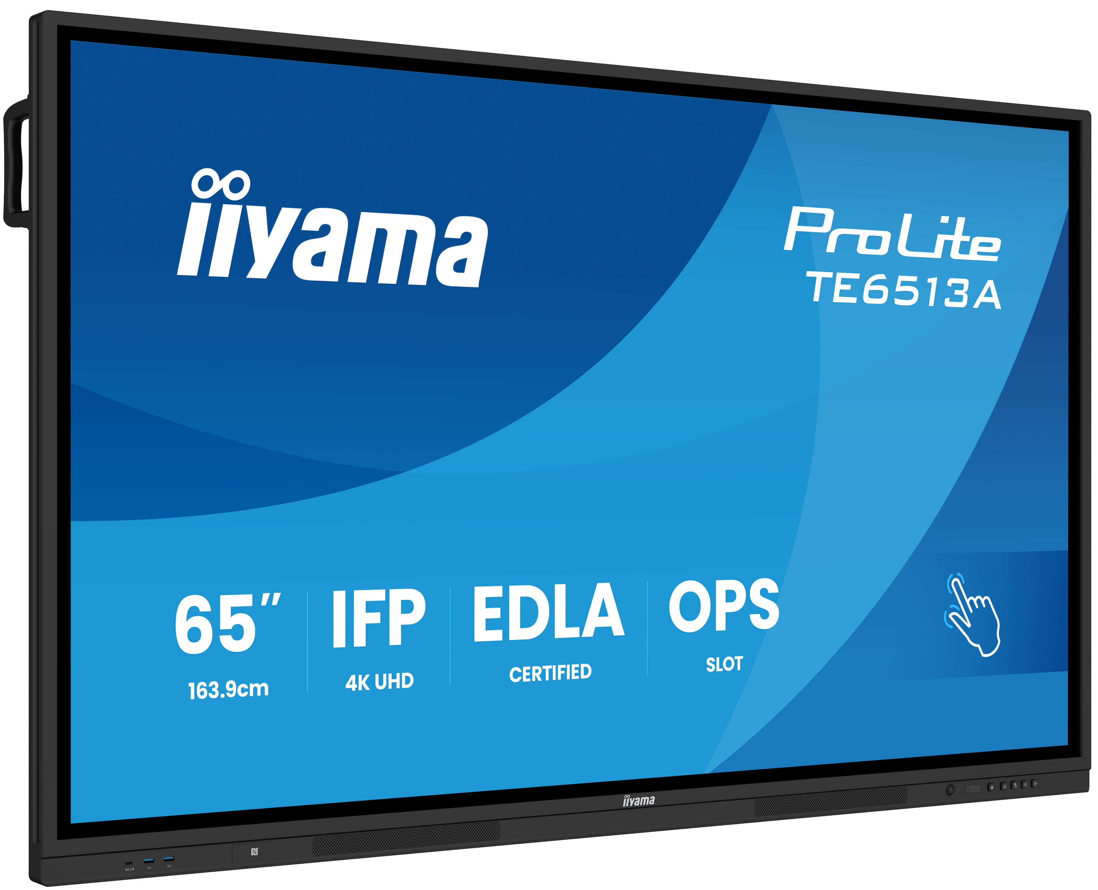 iiyama ProLite TE6513A-B1AG - Classe de diagonale 65" (64.5" visualisable) écran LCD rétro-éclairé par LED - signalétique numérique interactive - avec écran tactile (multi-touch) / capacité PC en option (slot-in) - 4K UHD (2160p) 3840 x 2160 - cadre noir