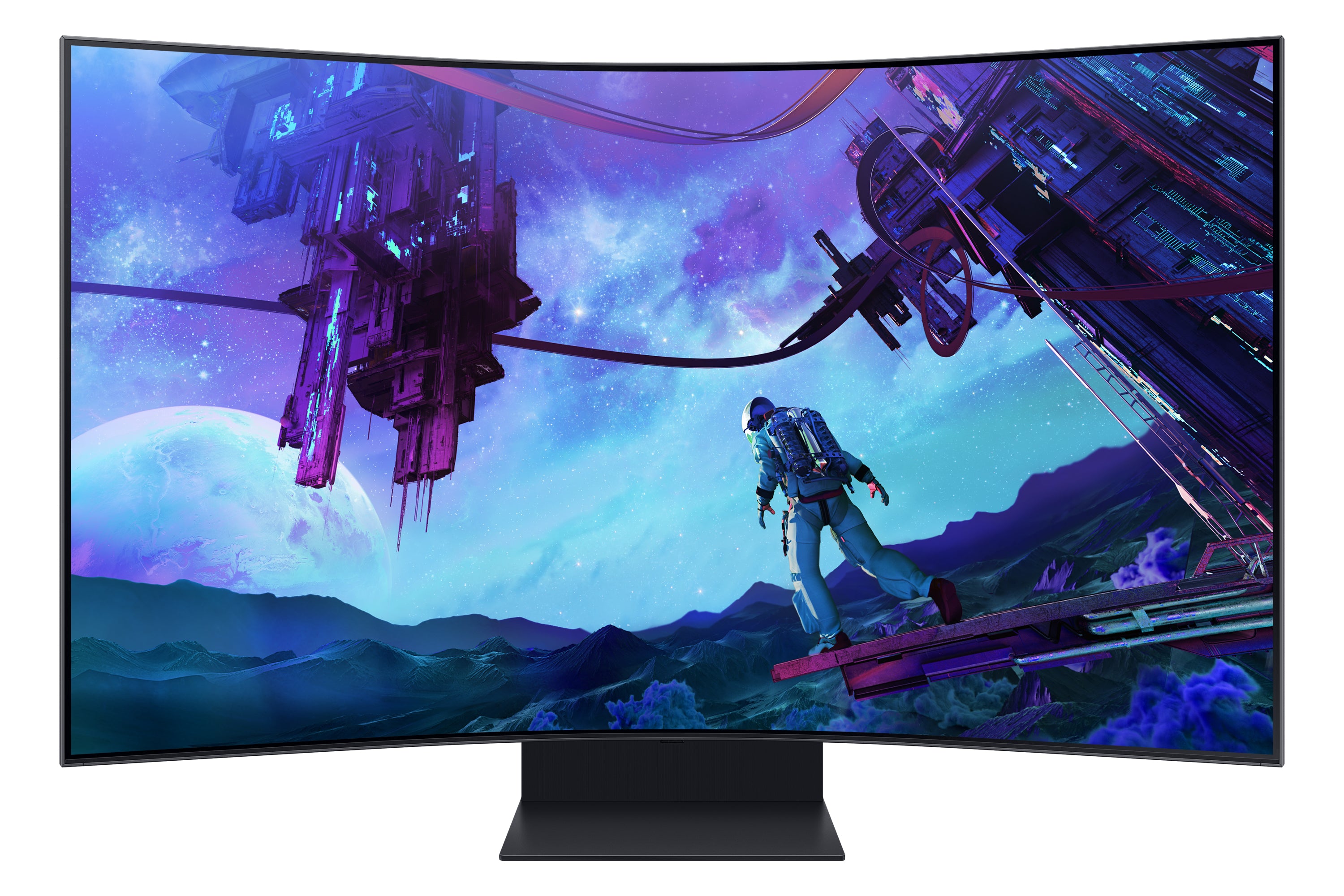 Samsung Odyssey Ark S55CG970NU - G97NC Series - moniteur QLED - Intelligent - jeux - incurvé - 55" - 3840 x 2160 4K @ 165 Hz - VA - 600 cd/m² - 1000000:1 - Quantum HDR 32x - 1 ms - 3xHDMI, DisplayPort - haut-parleurs - noir