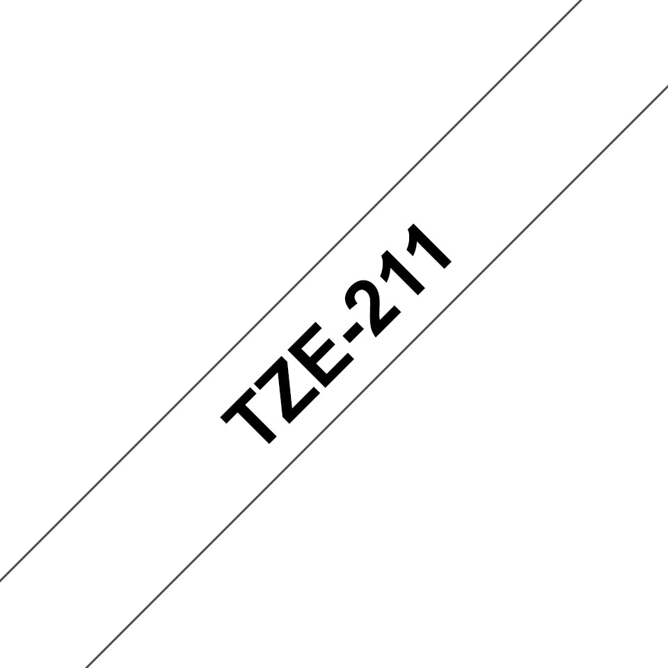 Brother TZe-211 - Adhésif standard - noir sur blanc - Rouleau (0,6 cm x 8 m) 1 cassette(s) ruban laminé - pour Brother PT-D210, D600, H110, P-Touch PT-1005, 1880, E310, E800, P-Touch Cube Plus PT-P710
