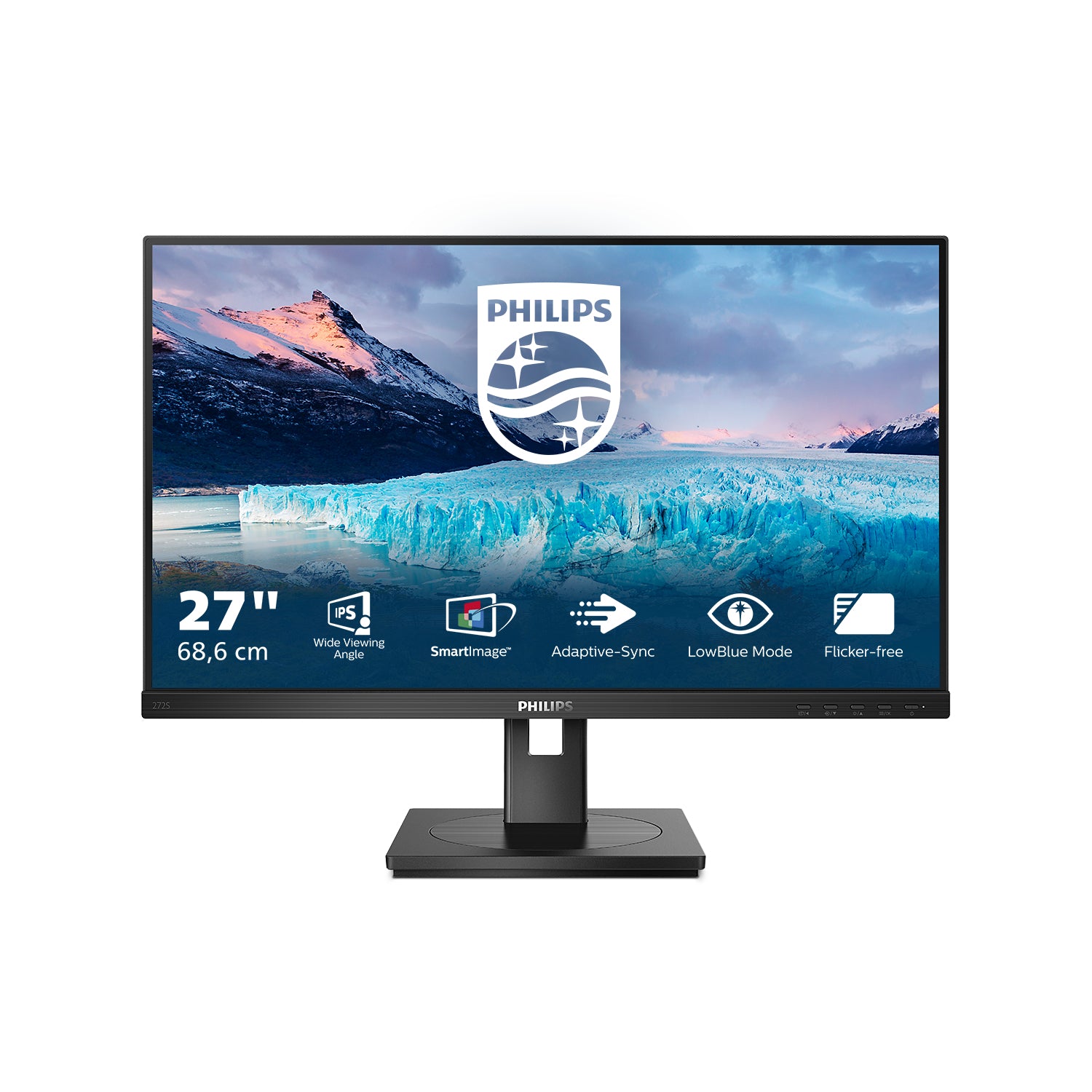 Philips S-line 272S1M - Écran LED - 27" - 1920 x 1080 Full HD (1080p) @ 75 Hz - IPS - 250 cd/m² - 1000:1 - 4 ms - HDMI, DVI-D, VGA, DisplayPort - haut-parleurs - noir
