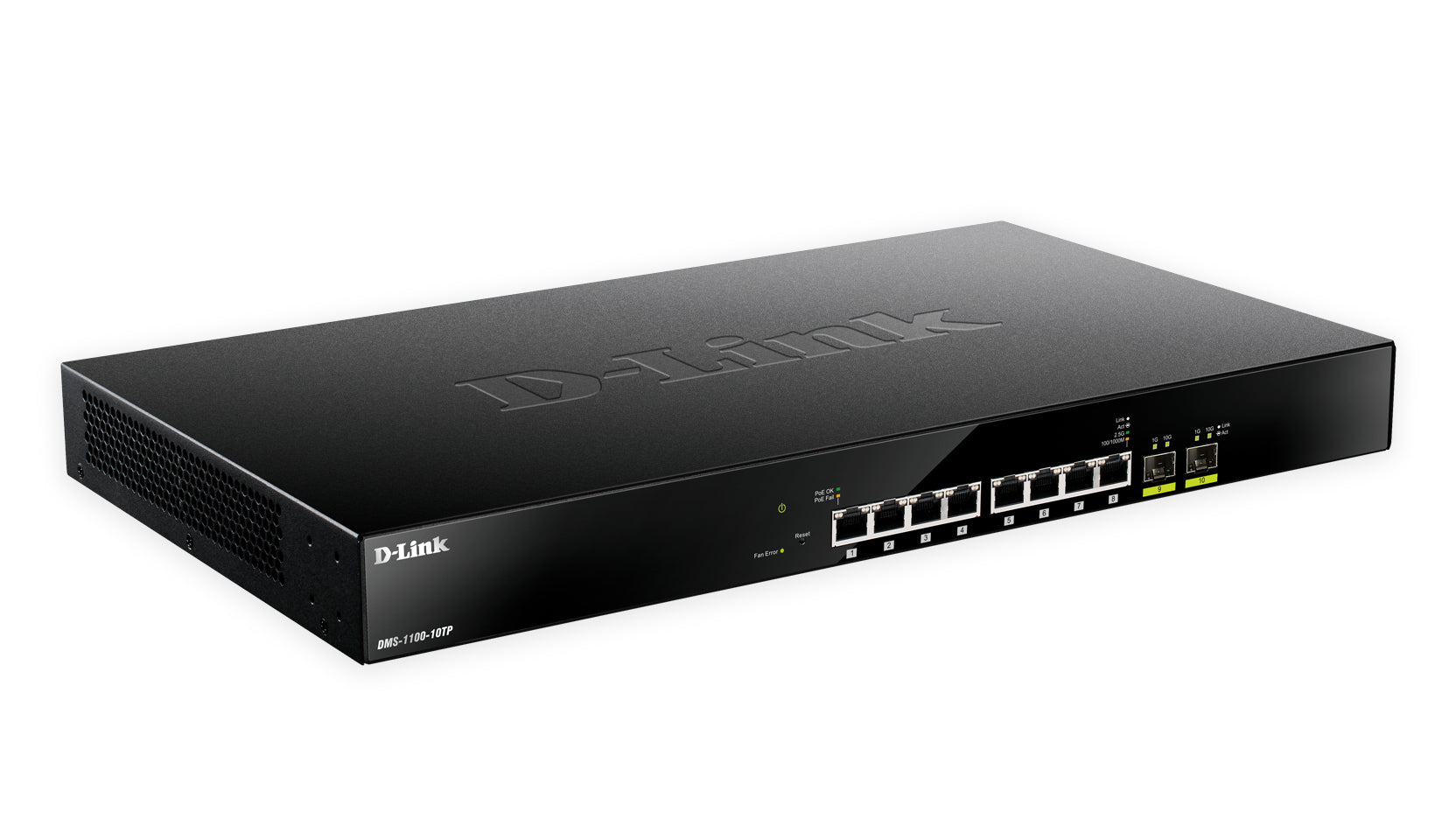 D-Link DMS 1100-10TP - Commutateur - intelligent - 8 x 100/1000/2.5G (PoE+) + 2 x 10 Gigabit SFP+ - Montable sur rack - PoE+ (240 W)
