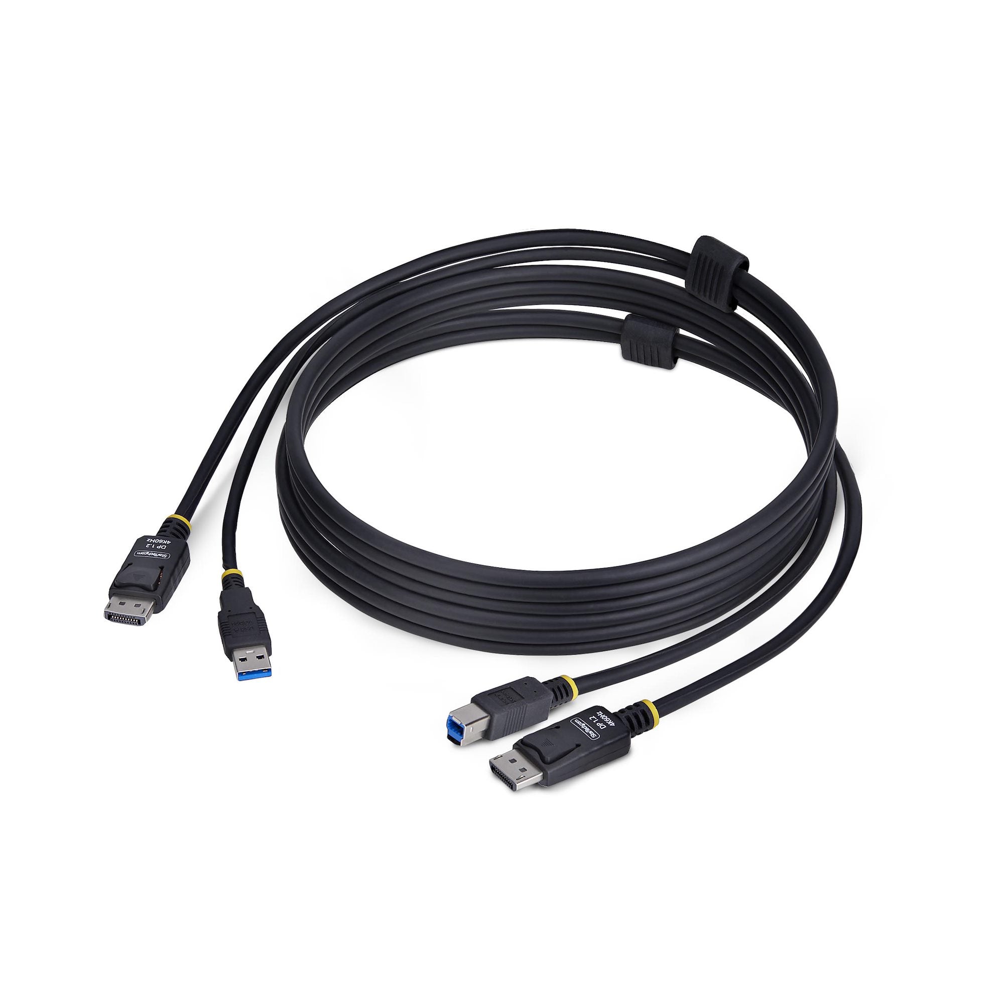 StarTech.com 6ft (1.8m) DisplayPort and USB 5Gbps KVM Cable - Câble clavier / vidéo / souris (KVM) - USB type A, DisplayPort (M) pour USB Type B, DisplayPort (M) - 1.8 m - support pour 4K60Hz, prise en charge de HDR10 - noir