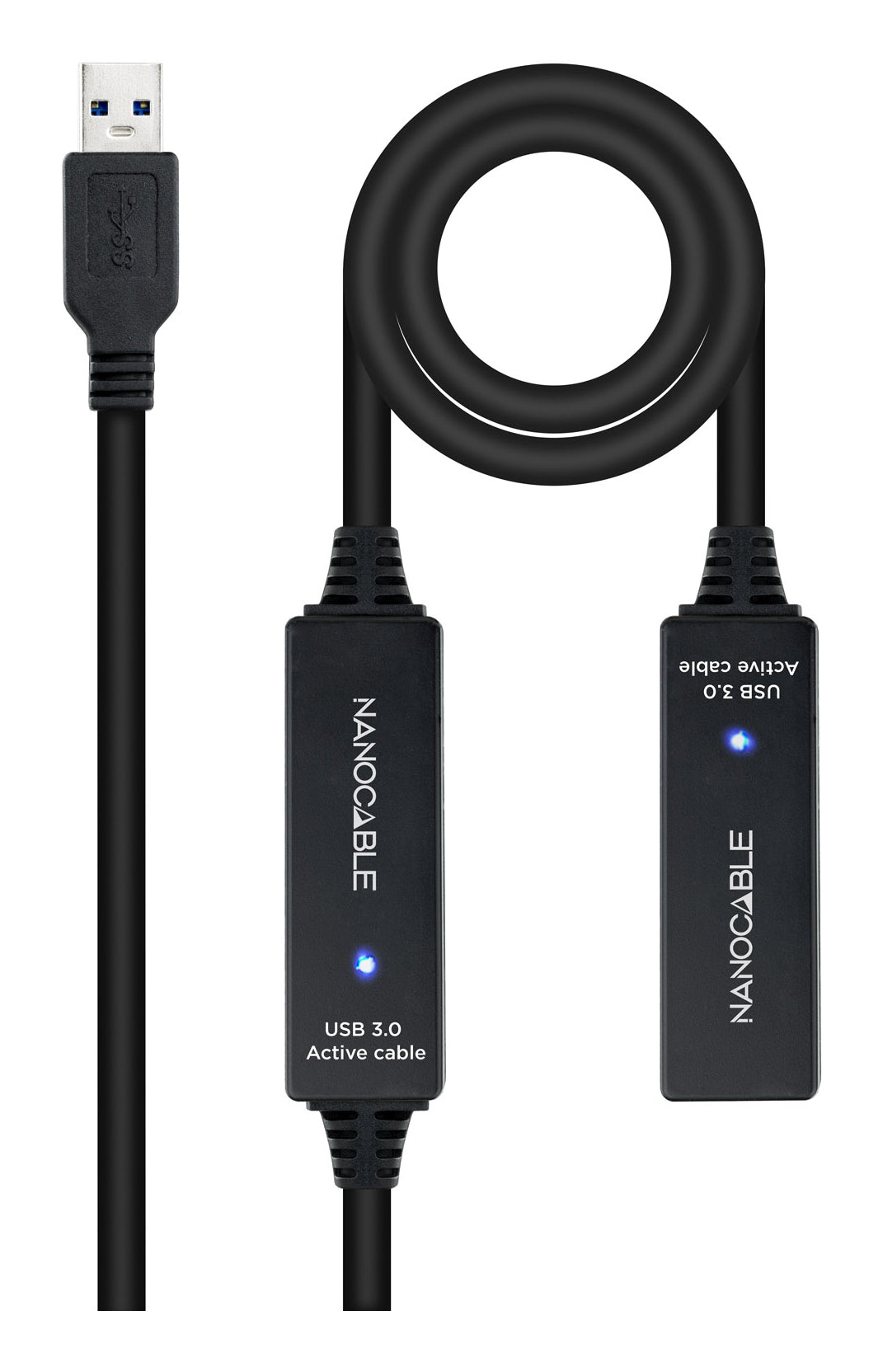 Câble Rallonge à USB NANOCABLE 10.01.0313 Noir 15 m 5 Gbps
