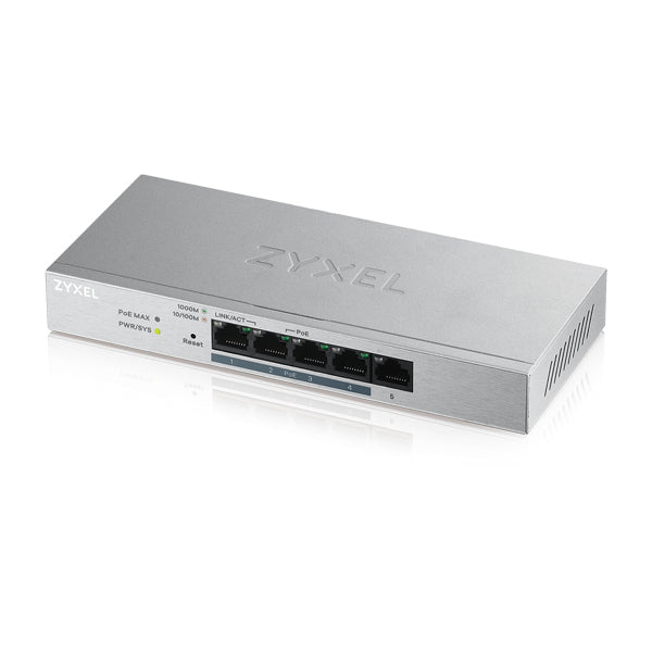 Zyxel GS1200-5HP v2 - Commutateur - Géré - 1 x 10/100/1000 + 4 x 10/100/1000 (PoE+) - de bureau - PoE+ (60 W)