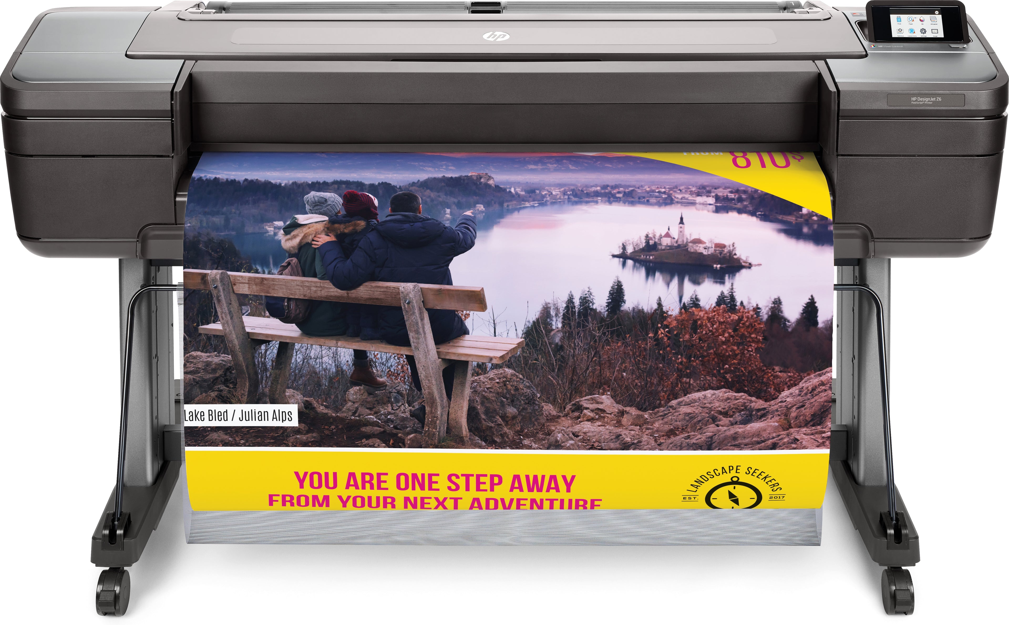 HP DesignJet Z6 PostScript - 44" imprimante grand format - couleur - jet d'encre - Rouleau (111,8 cm) - 2 400 x 1 200 ppp - jusqu'à 1.1 min/page (mono) / jusqu'à 1.1 min/page (couleur) - capacité : 1 inclinaison - Gigabit LAN, hôte USB - outil de coupe