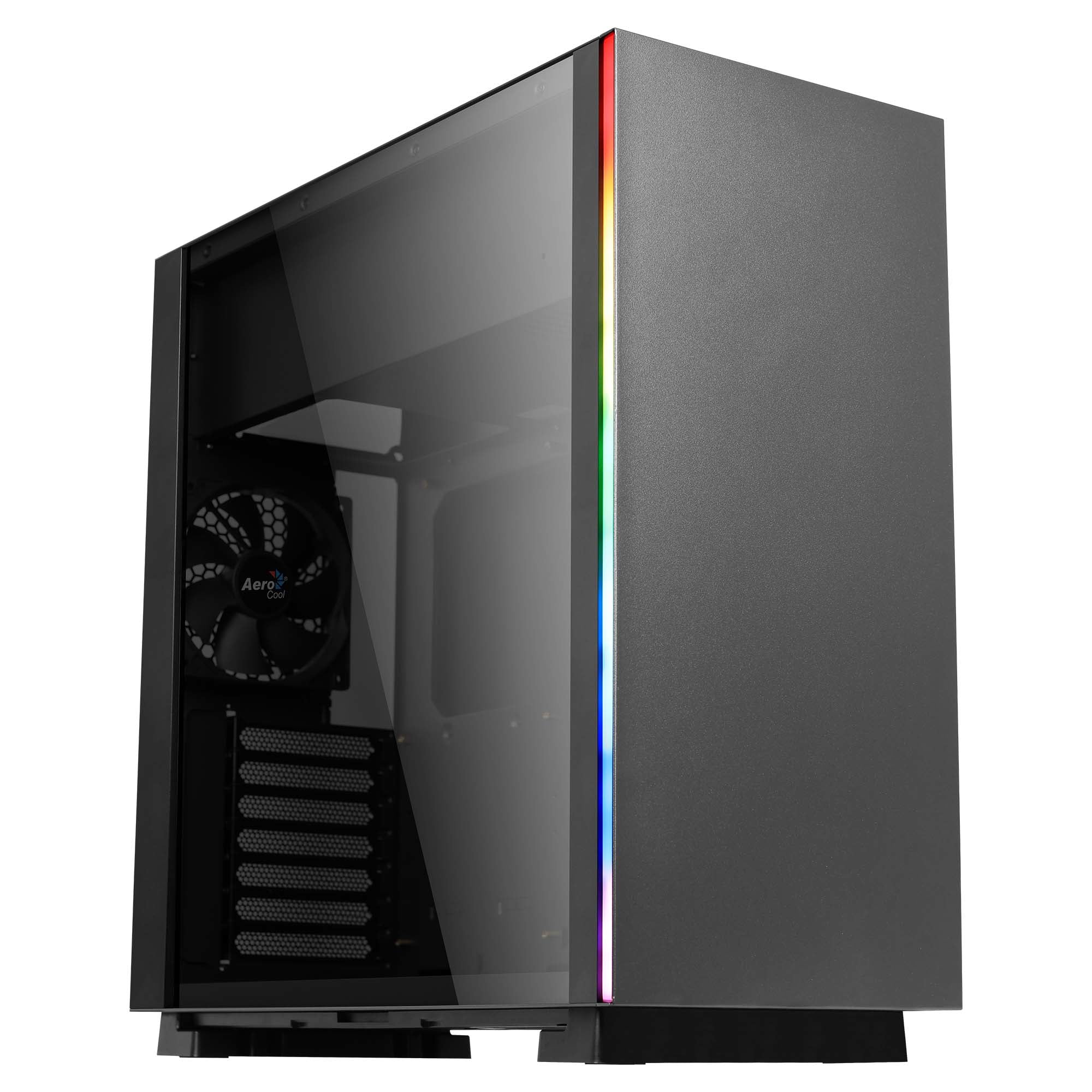 Boitier Moyen Tour ATX AeroCool Glo RGB avec panneau vitré (Noir)