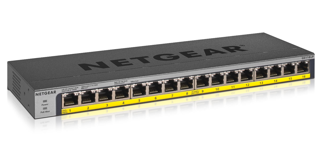 Switch Netgear GS116LP-100EUS Noir RJ-45 x 16
