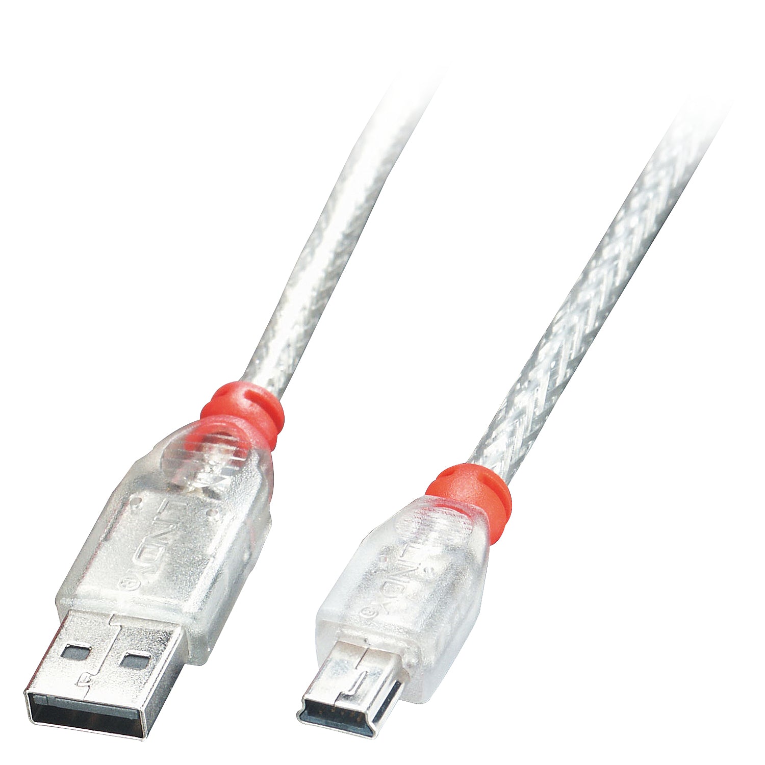 Câble USB 2.0 A vers Mini USB B LINDY 41782 Gris Transparent 1 m
