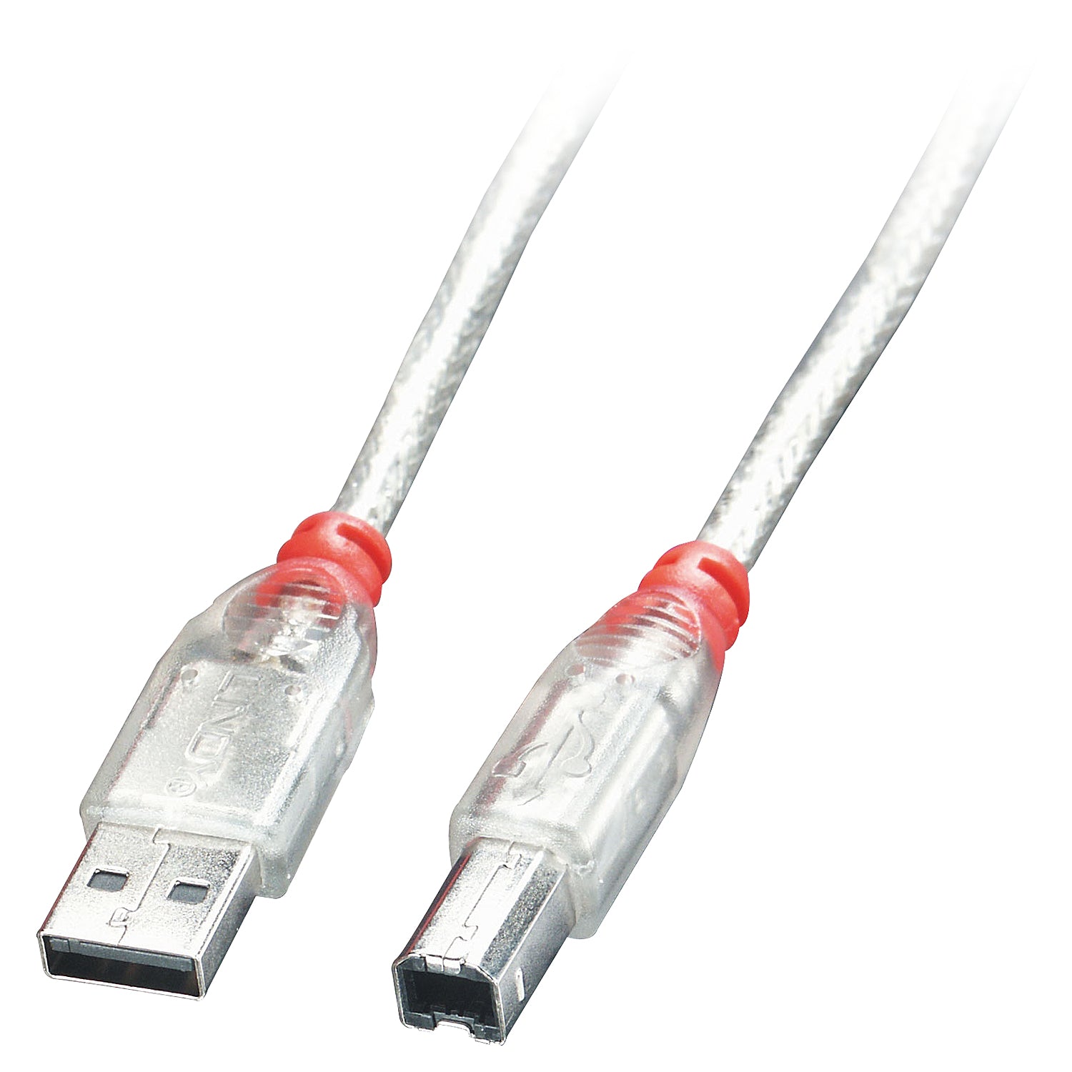 Câble USB A vers USB B LINDY 41755 Transparent 5 m