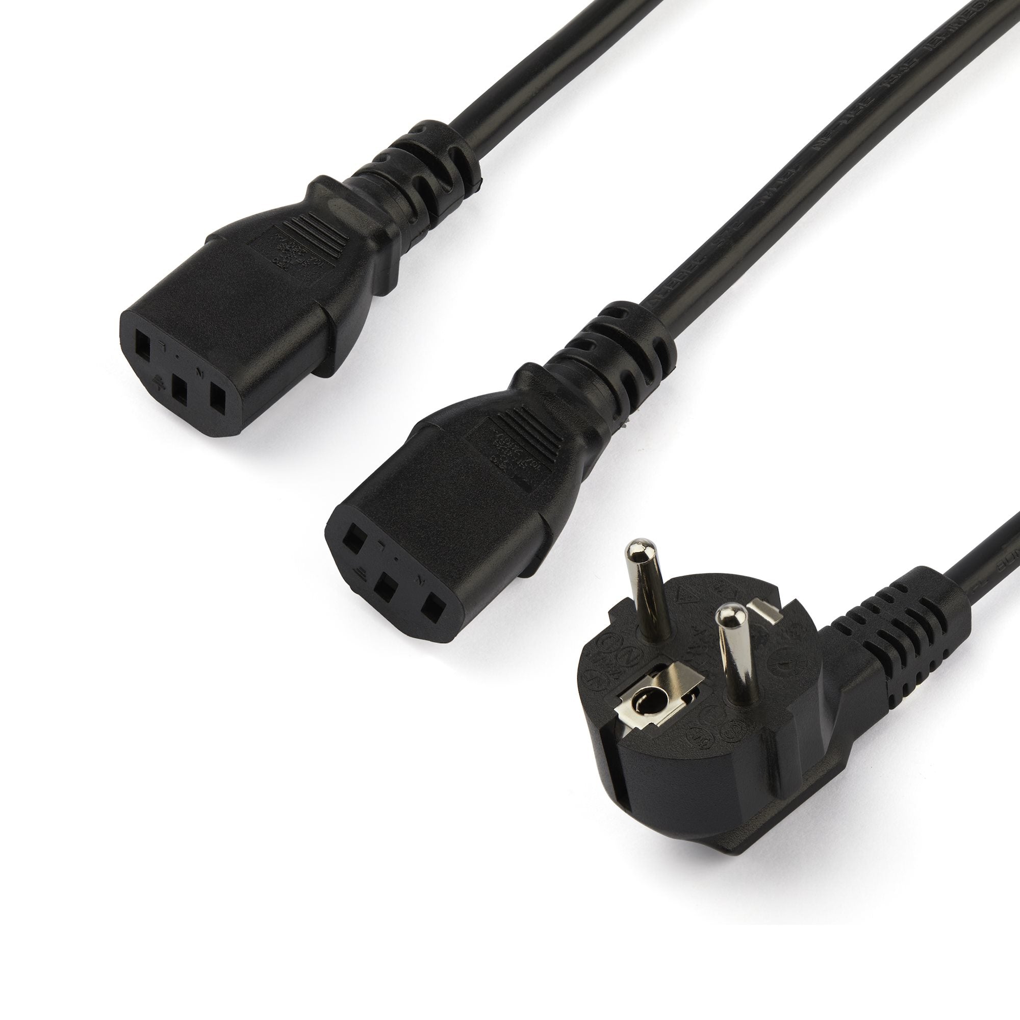 StarTech.com Câble d'alimentation PC - Cordon secteur en Y Schuko vers C13 de 2 m - Prise européenne vers 2x C13 - Câble d'alimentation - power CEE 7/7 (M) pour power IEC 60320 C13 - CA 250 V - 10 A - 2 m - noir