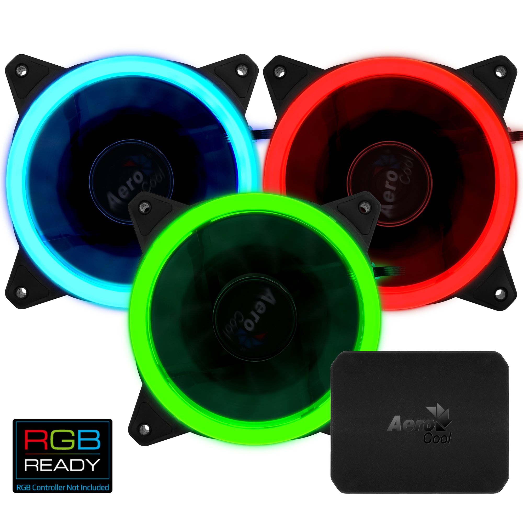 Lot de 3 Ventilateurs de boitier AeroCool Rev RGB Pro 12cm (Noir)