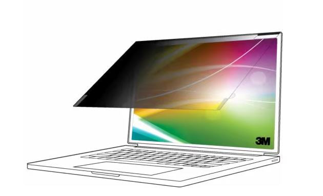3M Bright Screen Privacy Filter - Filtre de confidentialité pour ordinateur portable - pour ordinateur portable plein écran - amovible - flip/adhésif - 15"