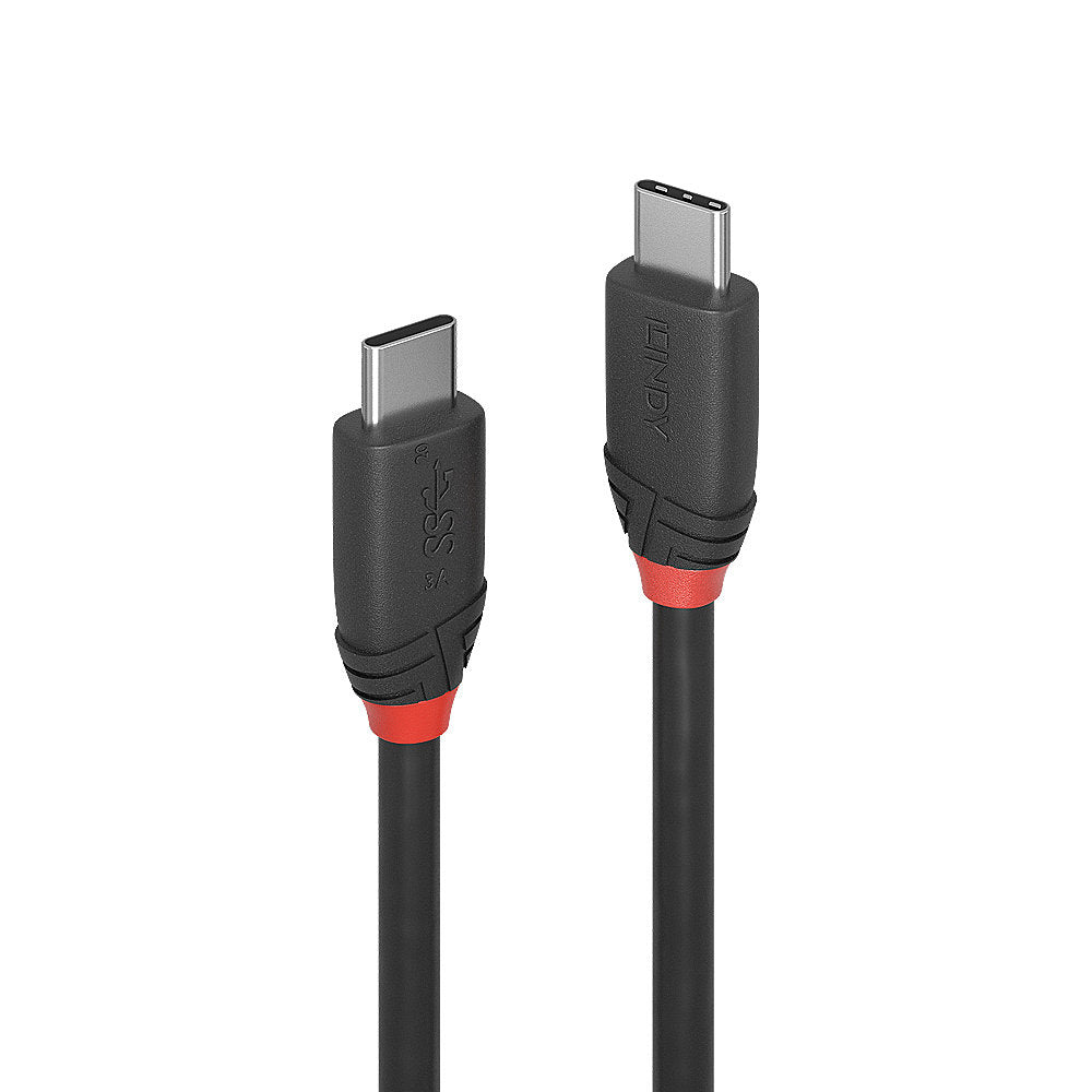 Cable Lindy Black Line USB-C 3.2 - 0.5m M/M (Gris/Rouge)