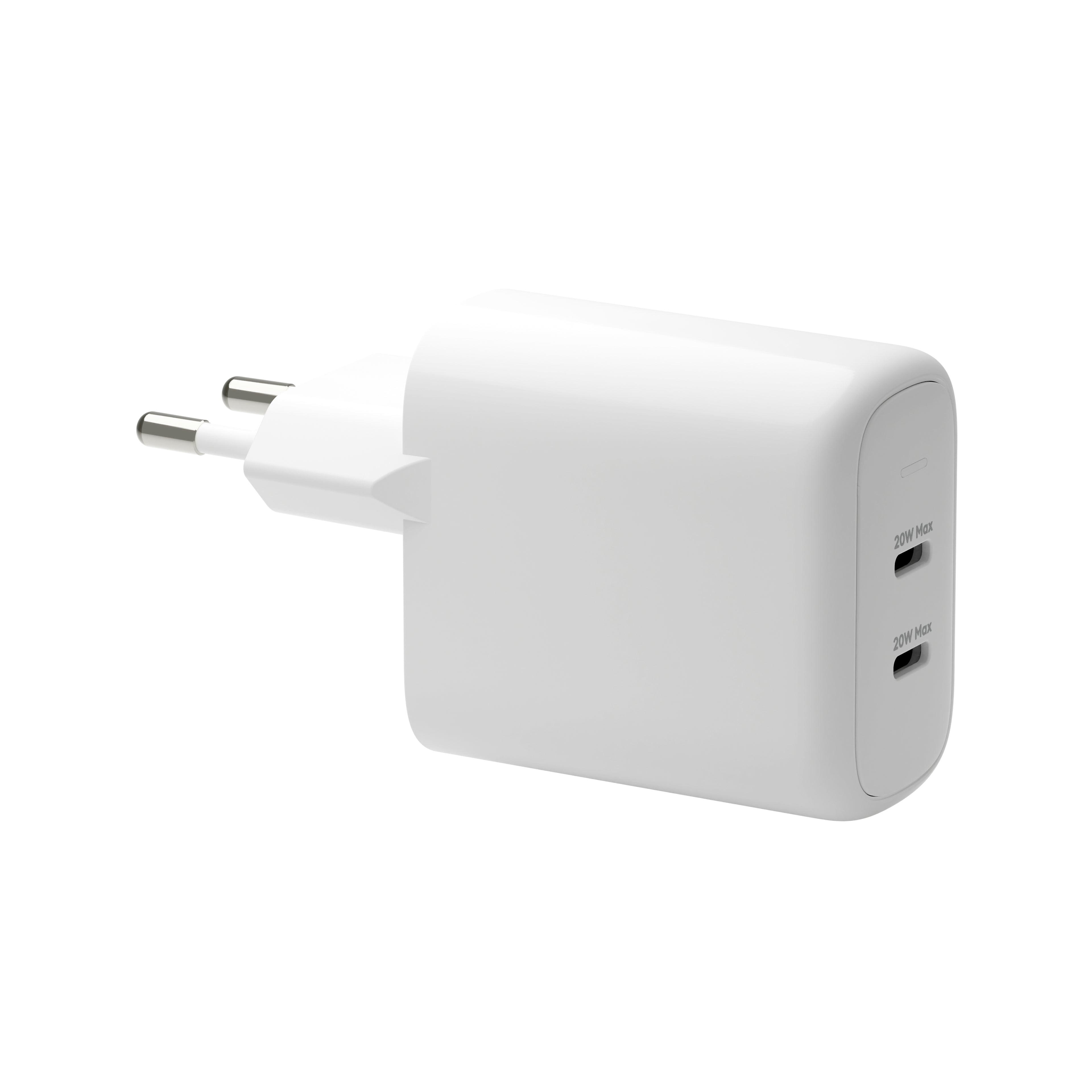 dbramante1928 re-charge - Adaptateur secteur - 20 Watt - 3 A - PD/PPS - 2 connecteurs de sortie (24 pin USB-C) - blanc - Europe