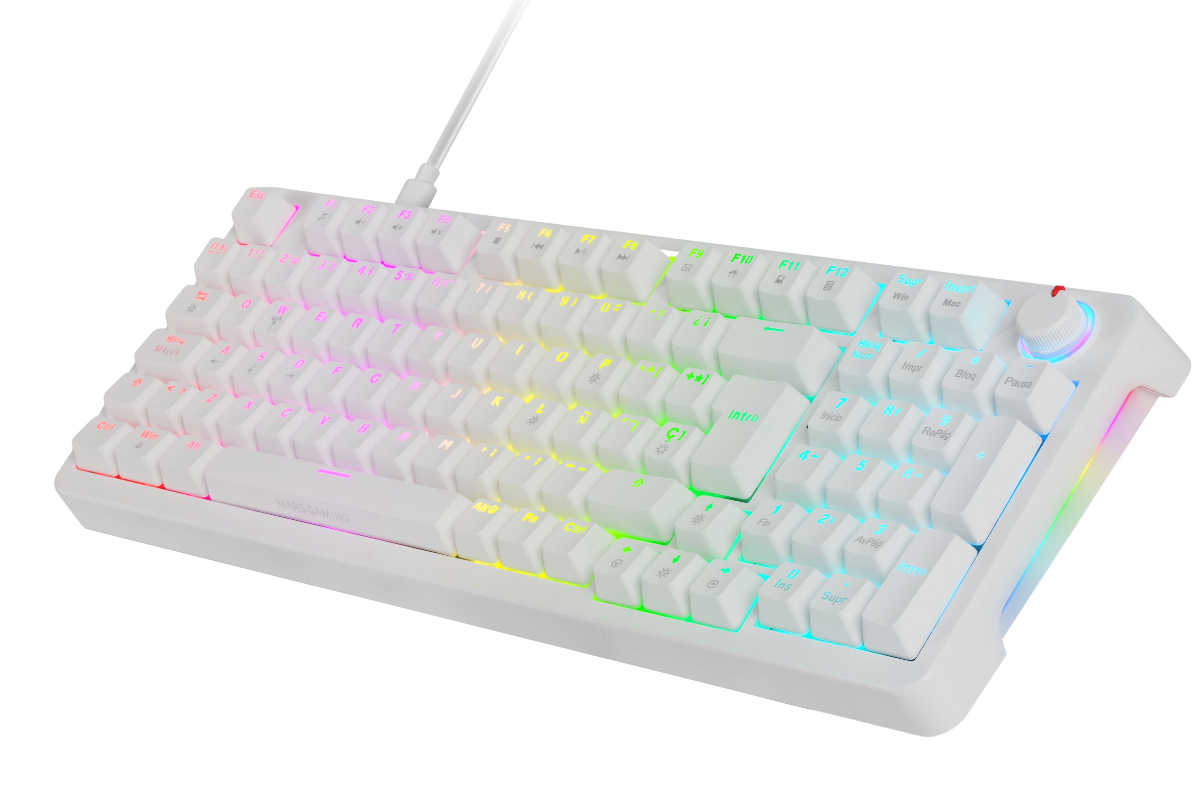 Clavier pour jeu Mars Gaming MKPROWYES Blanc Espagnol Qwerty