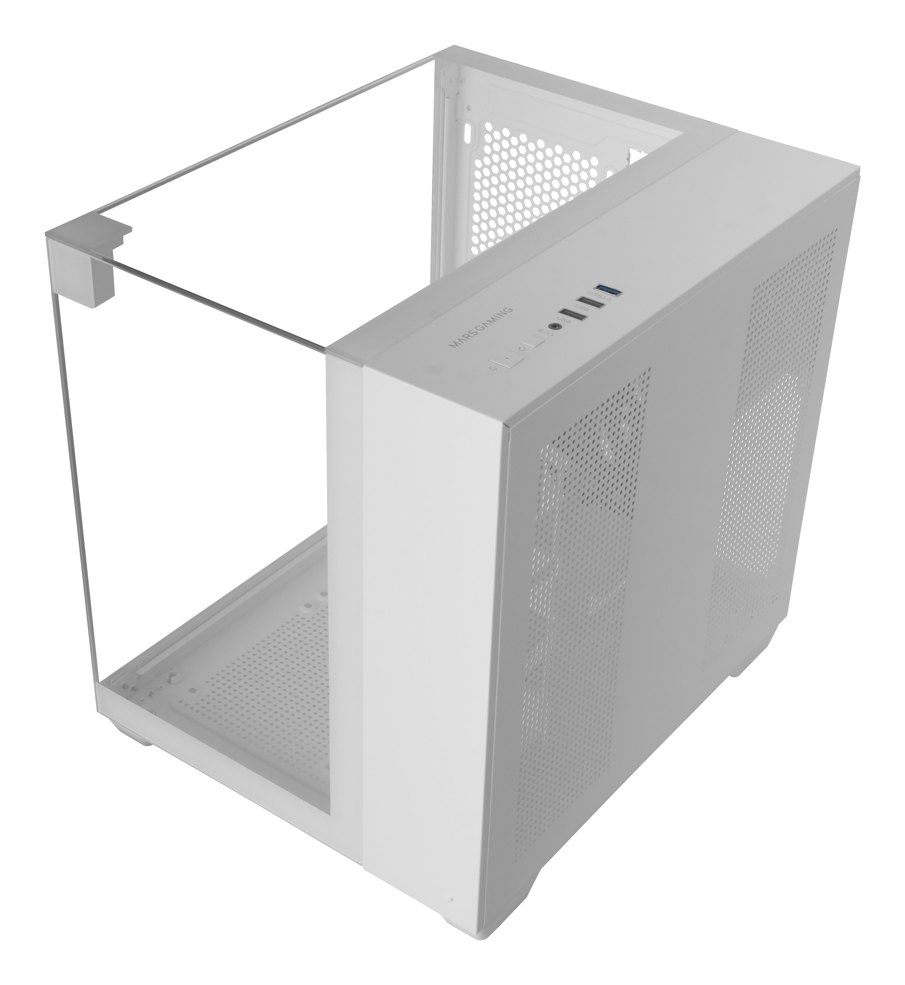 Boitier Mini Tour Micro ATX Mars Gaming MCVISIONM avec panneaux vitrés (Blanc)