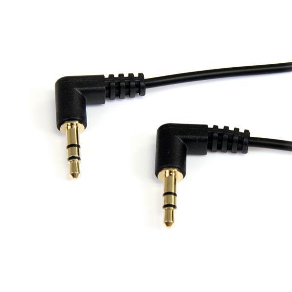 StarTech.com Câble audio stéréo Slim 3,5 mm à angle droit de 90 cm - M/M - Câble audio - mini-phone stereo 3.5 mm mâle pour mini-phone stereo 3.5 mm mâle - 91 cm - noir - connecteur coudé