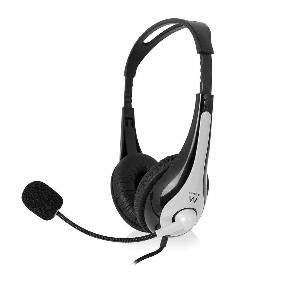 Casques avec Microphone Ewent EW3562 Noir Noir/Argenté