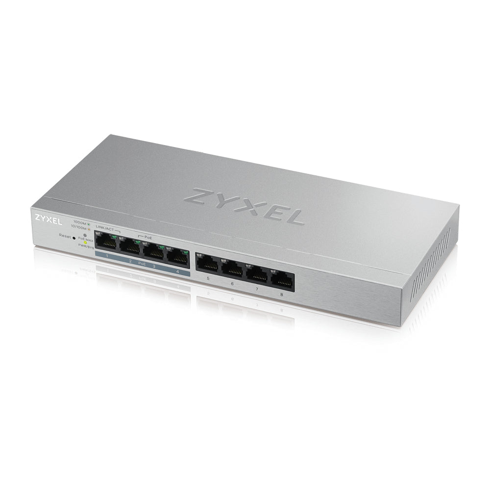Zyxel GS1200-8HP v2 - Commutateur - Géré - 4 x 10/100/1000 + 4 x 10/100/1000 (PoE+) - de bureau - PoE+ (60 W)
