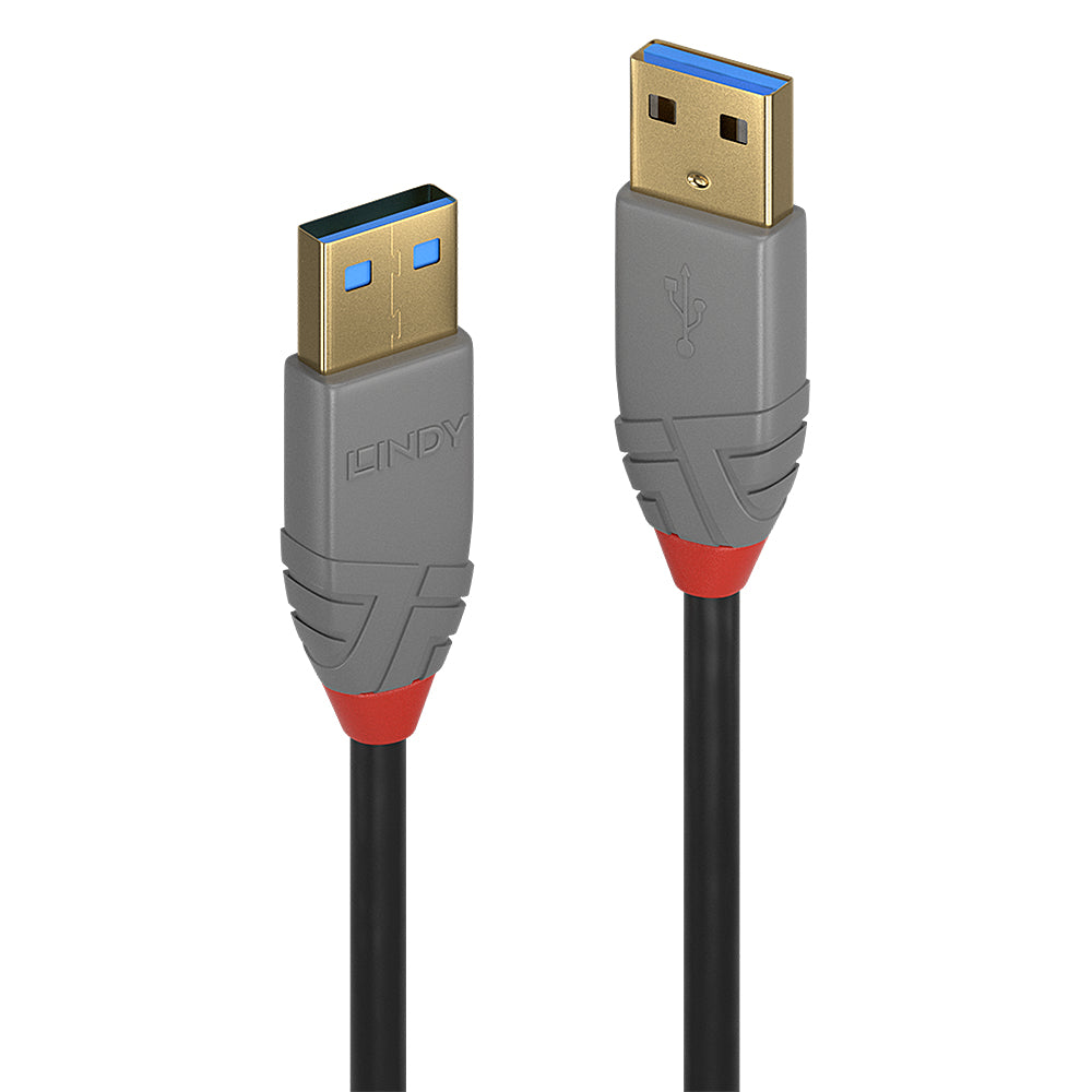 Cable Lindy Anthra Line USB 3.2 vers USB-A M/M 2m (Gris)