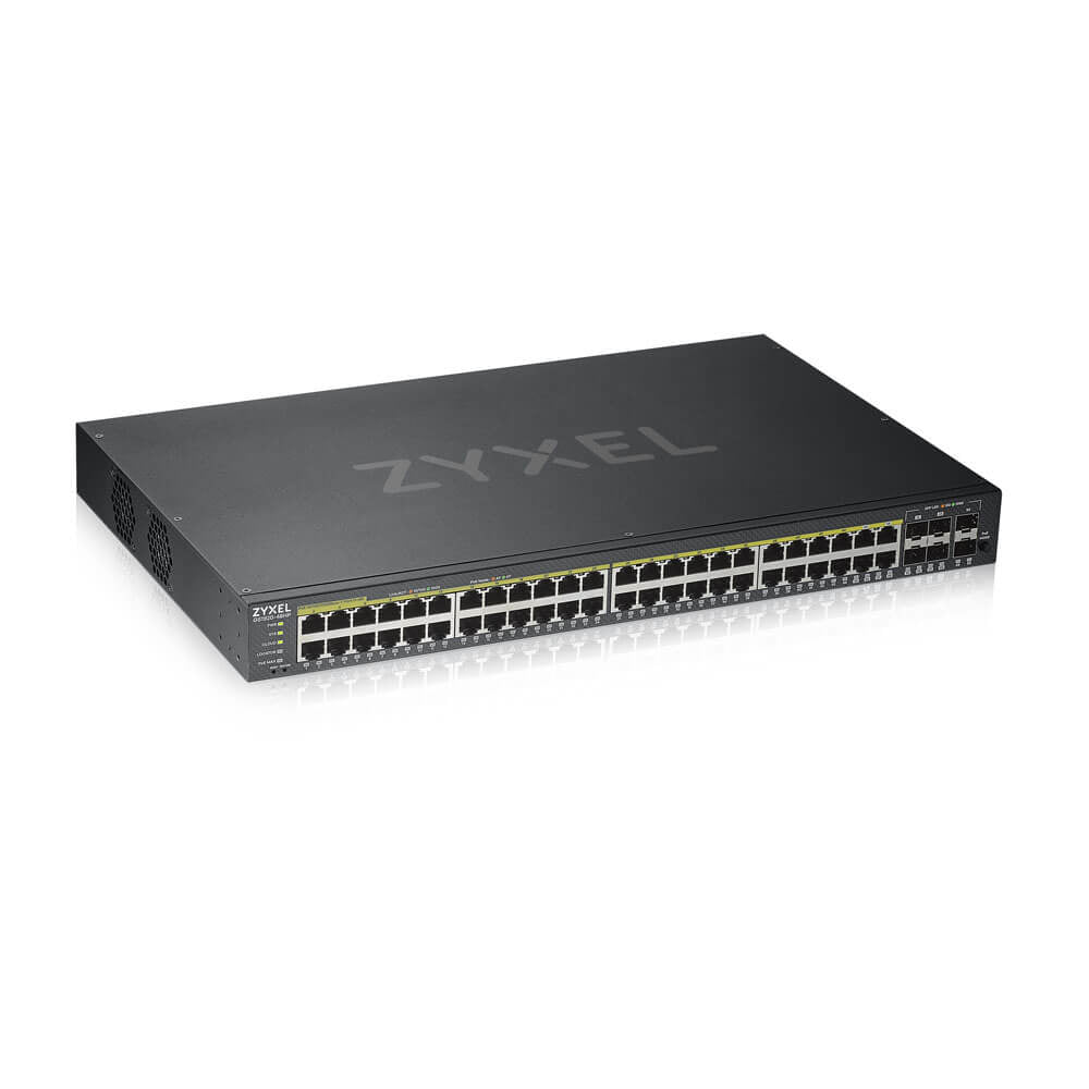 Zyxel GS1920-48HPV2 - Switch Smart Administrable 44 ports Gbps RJ45 PoE+ - 4 ports Gbps combo (RJ45/SFP) - 2 ports Gbps SFP - budget PoE 375 Watt - rackable - compatible NebulaFlex