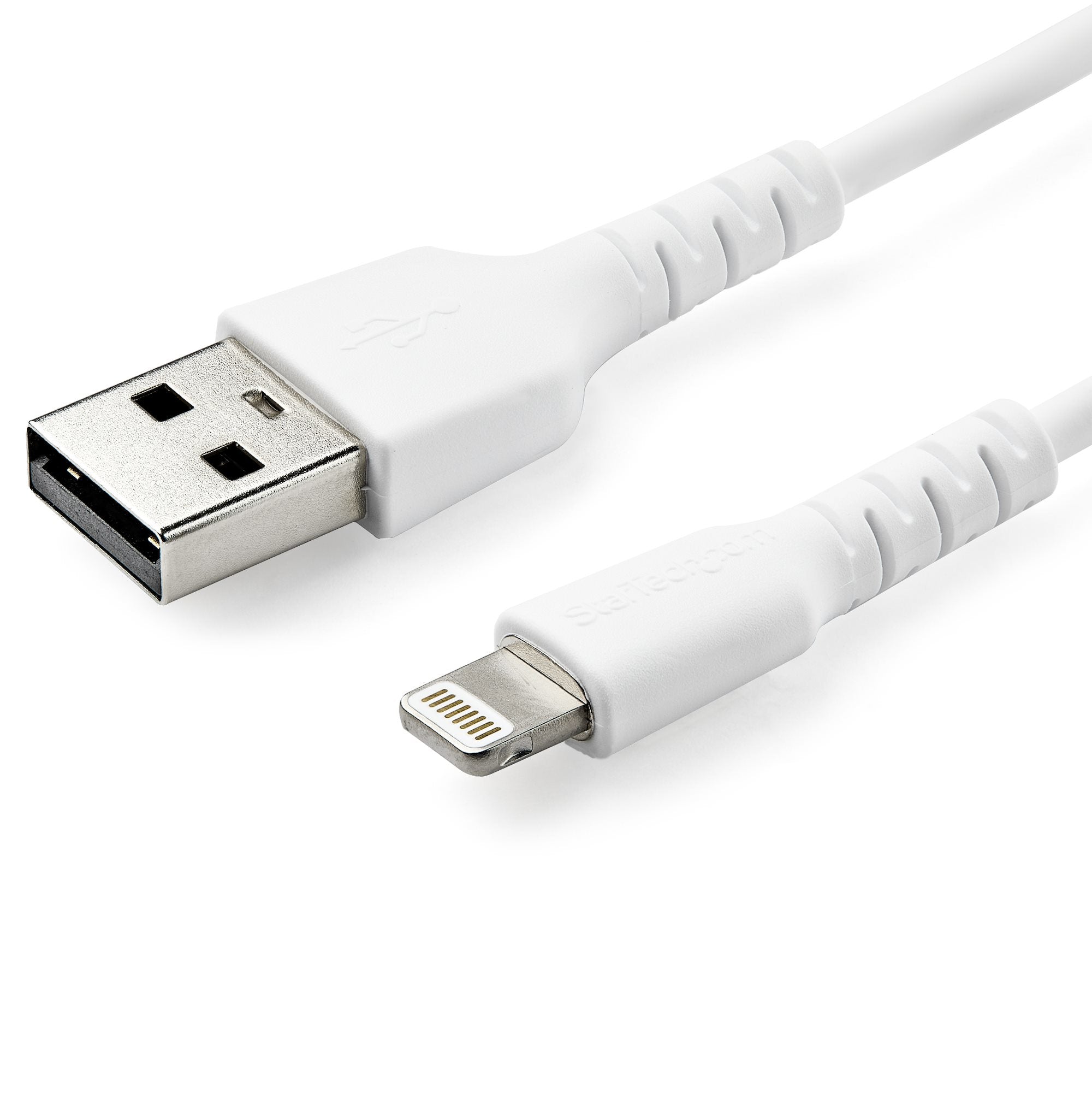 StarTech.com Câble USB-A vers Lightning Blanc Robuste 1m - Câble de Charge/Synchronisation de Type A vers Lightning en Fibre Aramide -  iPad/iPhone 12 - Certifié Apple MFi (RUSBLTMM1M) - Câble Lightning - USB mâle droit pour Lightning mâle droit - 1 m - d
