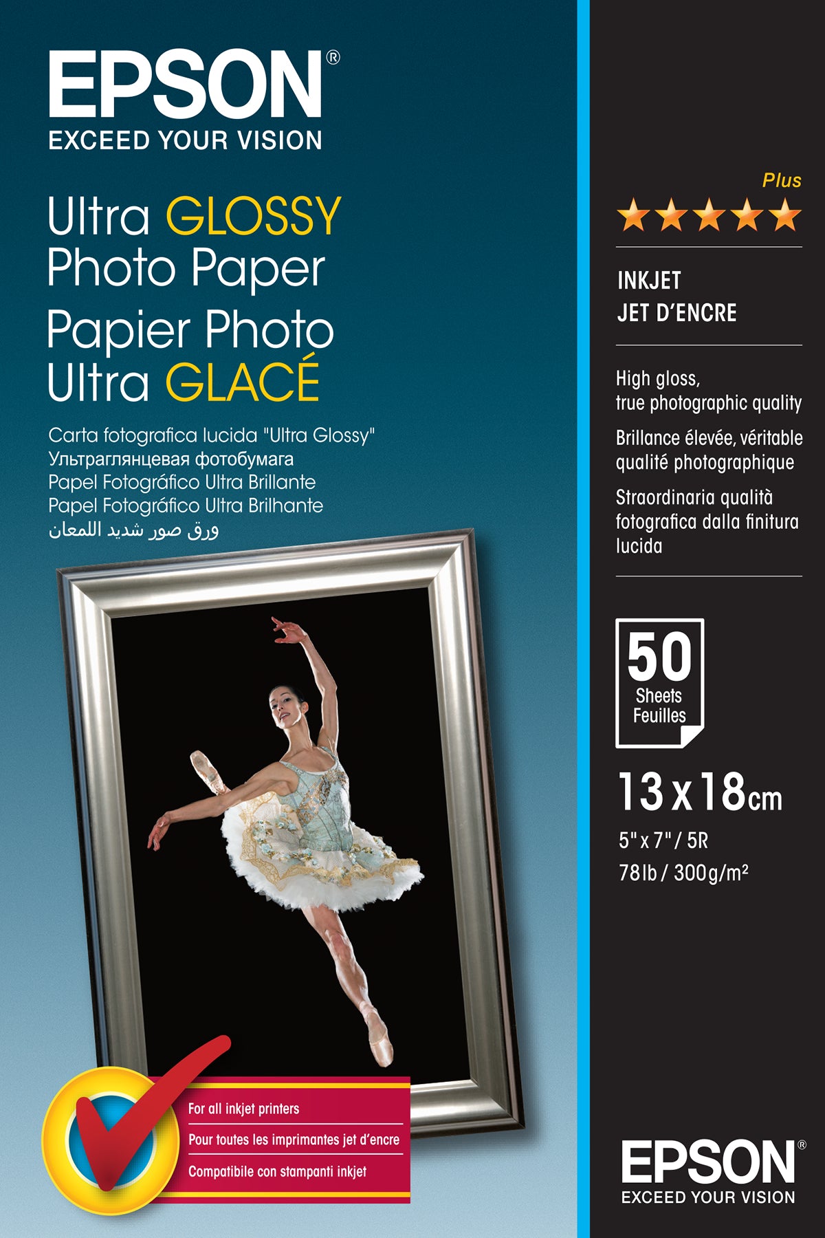 Epson Ultra Glossy Photo Paper - Brillant - 130 x 180 mm 50 feuille(s) papier photo - pour EcoTank ET-1810, 2810, 2811, 2814, 2815, 2820, 2825, 2826, 2850, 2851, 2856, 4800, 4850