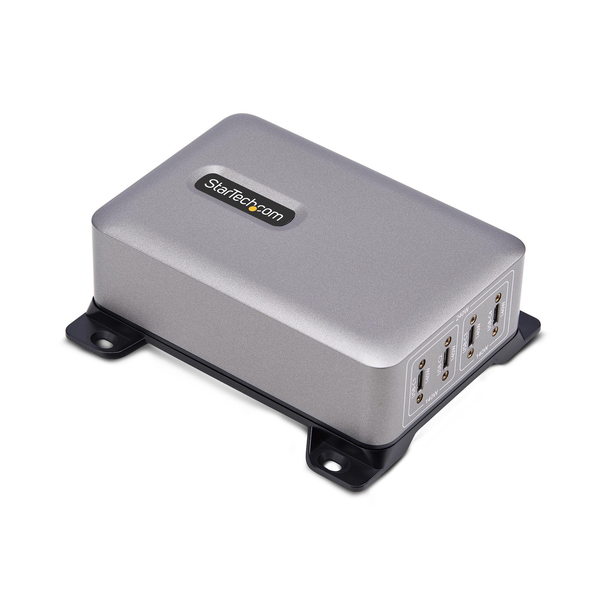 StarTech.com 4-Port USB-C Charger, 240W Total, Single Port 140W EPR - Adaptateur secteur - avec support de montage en surface - 240 Watt - 5 A - Power Delivery 3.1 - 4 connecteurs de sortie (24 pin USB-C)