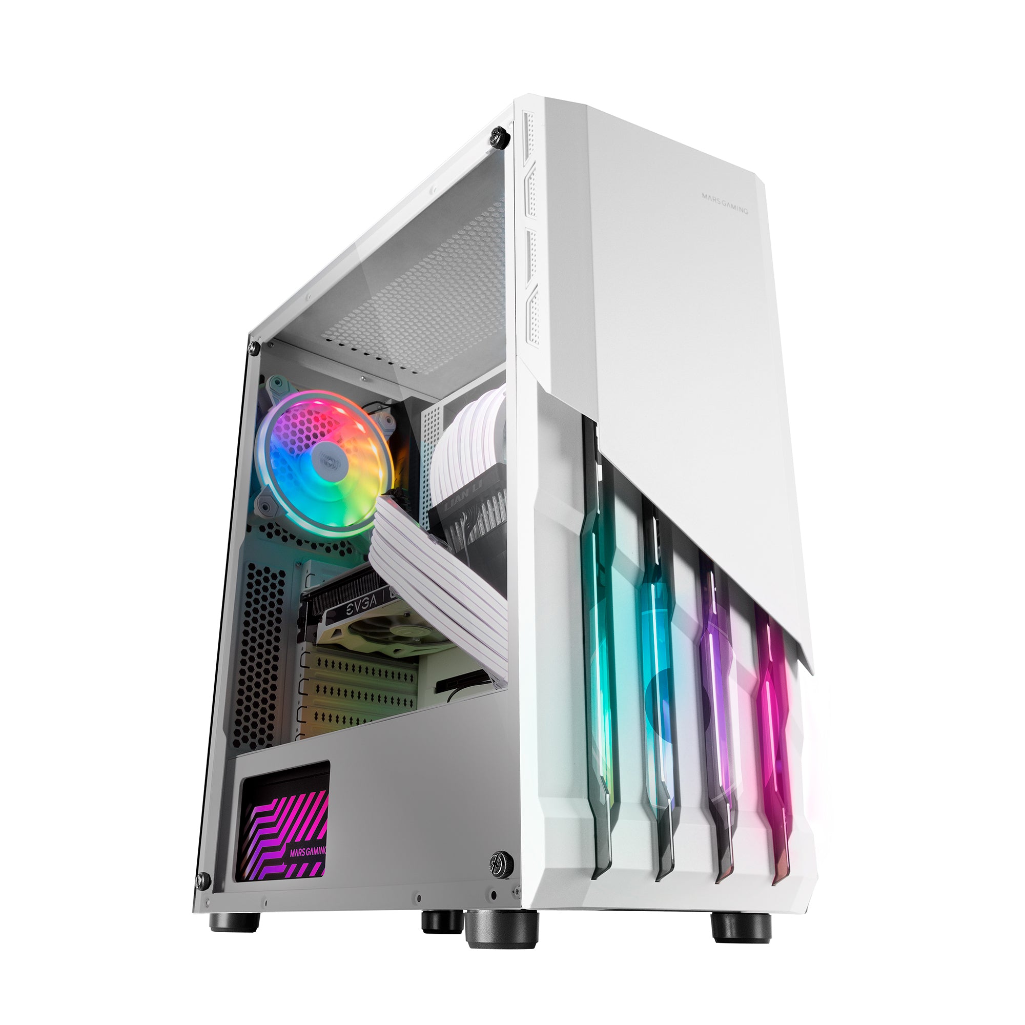 Boitier Moyen Tour ATX Mars Gaming MC-X2 RGB avec panneau vitré (Blanc)