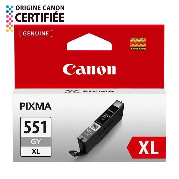 Canon CLI-551GY XL - À rendement élevé - gris - original - réservoir d'encre - pour PIXMA iP8750, iX6850, MG5655, MG6350, MG6450, MG7150, MG7550