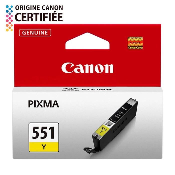 Canon CLI-551Y - 7 ml - jaune - original - réservoir d'encre - pour PIXMA iP8750, iX6850, MG5550, MG5650, MG5655, MG6450, MG6650, MG7150, MG7550, MX725, MX925