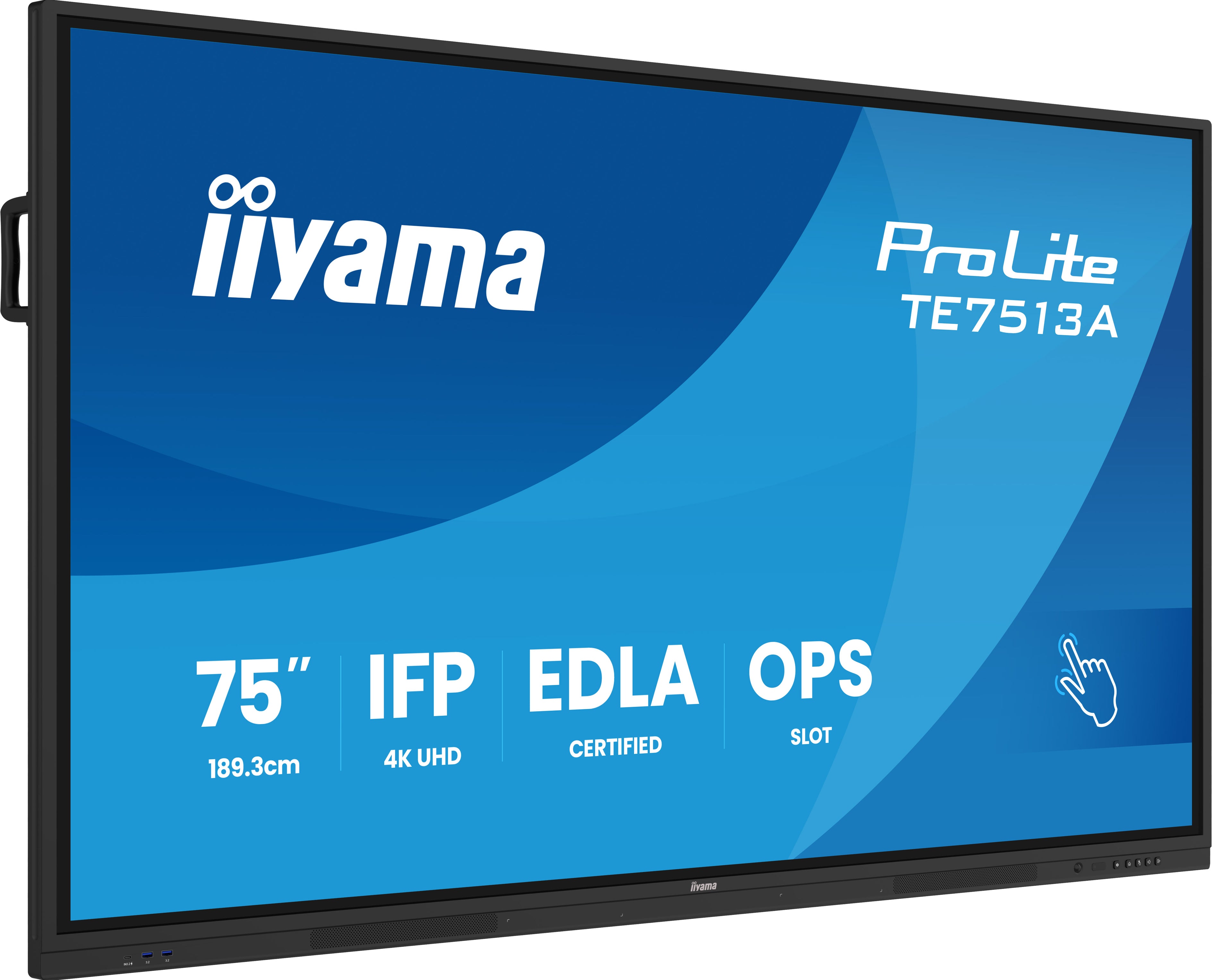 iiyama ProLite TE7513A-B1AG - Classe de diagonale 75" (74.5" visualisable) écran LCD rétro-éclairé par LED - signalétique numérique interactive - avec écran tactile (multi-touch) / capacité PC en option (slot-in) - 4K UHD (2160p) 3840 x 2160 - cadre noir