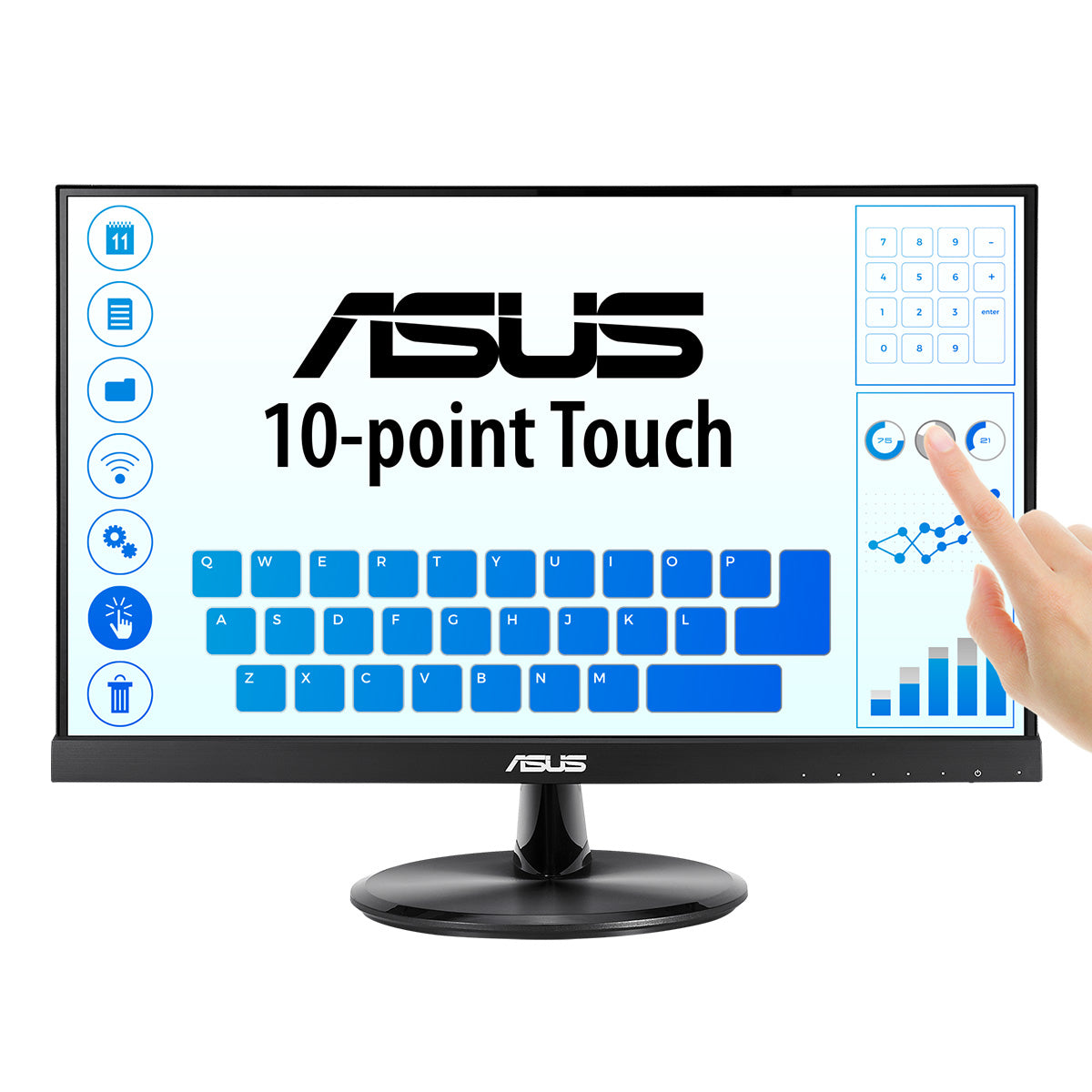 ASUS VT229H - Écran LED - 22" (22" visualisable) - écran tactile - 1920 x 1080 Full HD (1080p) @ 60 Hz - IPS - 250 cd/m² - 1000:1 - 5 ms - HDMI, VGA - haut-parleurs