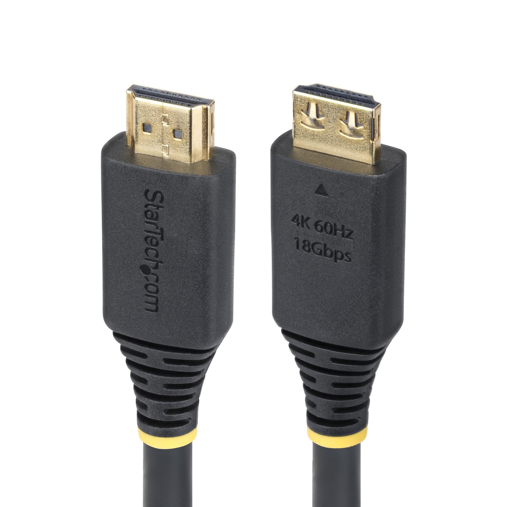 StarTech.com 15ft High Speed HDMI Cable w/Gripping Connectors, 4K 60Hz - High speed - câble HDMI avec Ethernet - HDMI mâle pour HDMI mâle - 4.5 m - blindé - noir - sans halogène, passif, support pour 4K60Hz, support 1080 p 240 Hz, support pour 2K144Hz