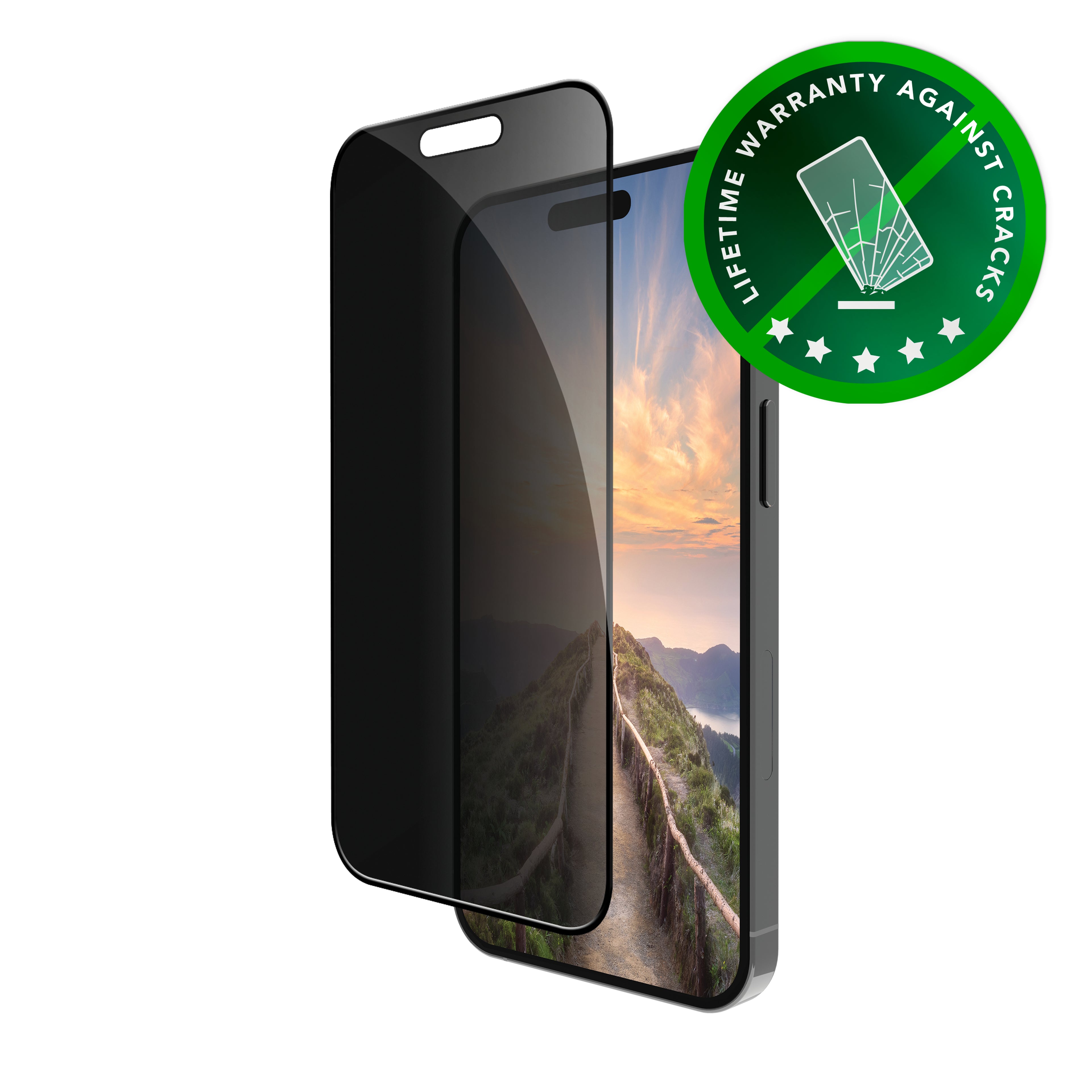 dbramante1928 Eco-shield - Protection d'écran pour téléphone portable - film - avec filtre de confidentialité - couleur de cadre noir - pour Apple iPhone 16